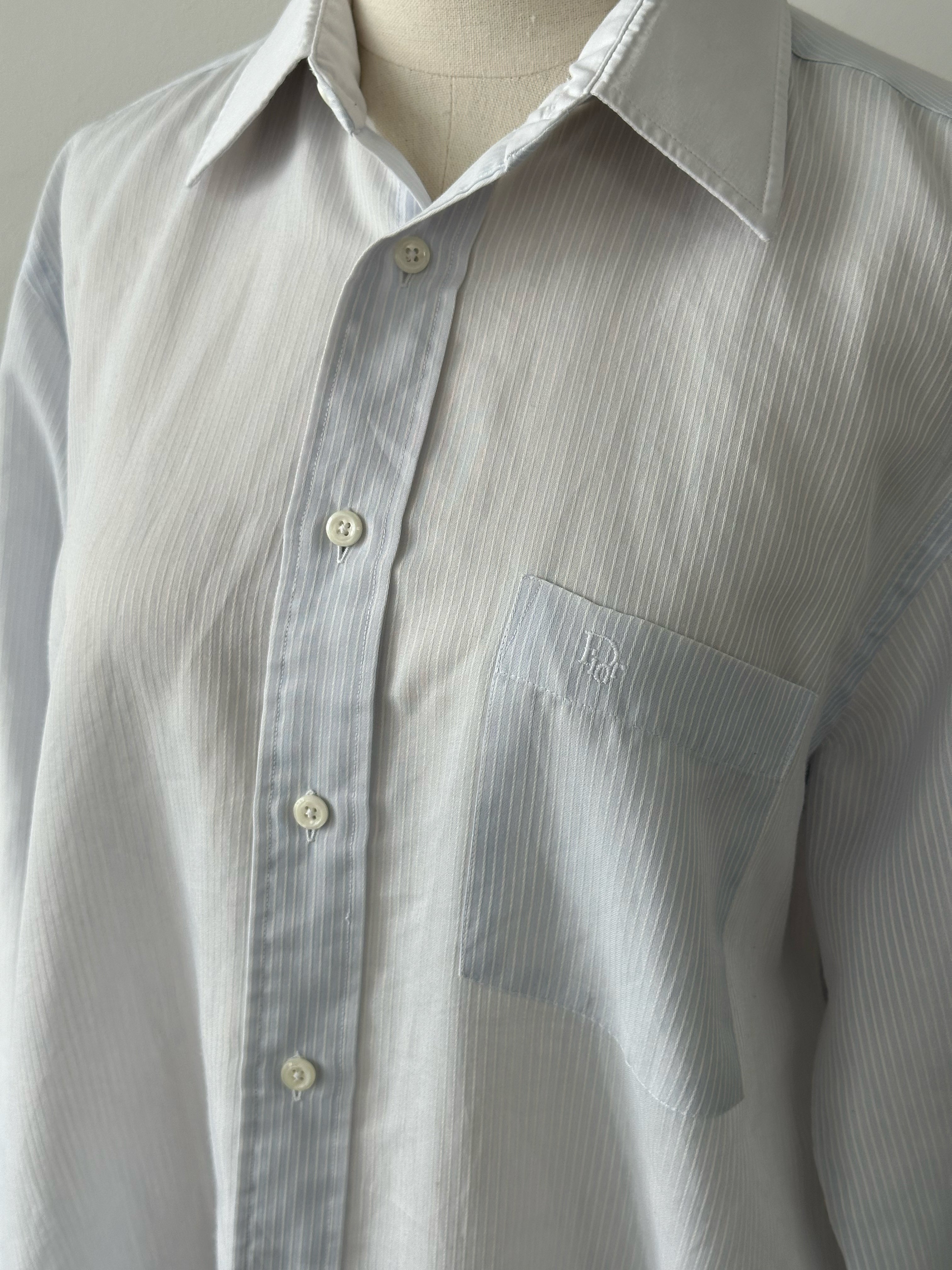 Christian Dior Chemises 1990s Striped Contrast Collar Shirt - L