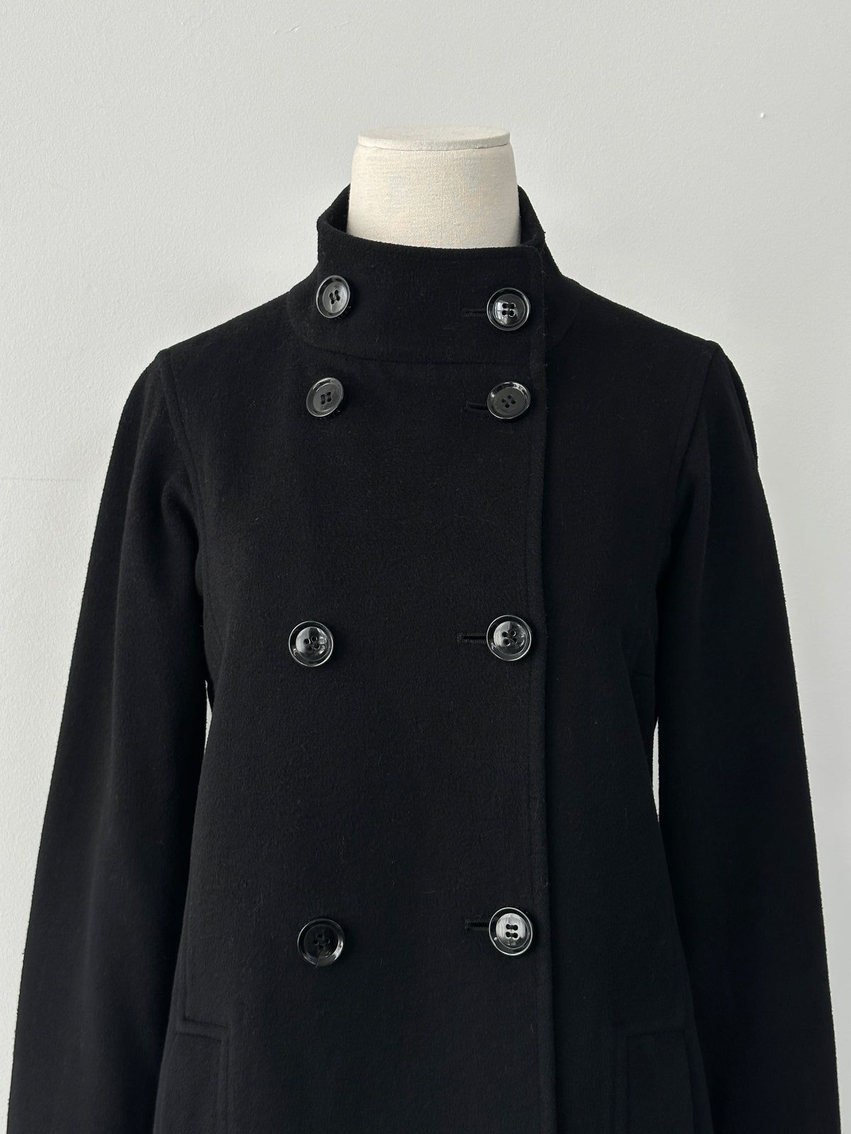 Jaeger 2000s Wool High Neck Double Breasted Coat - S