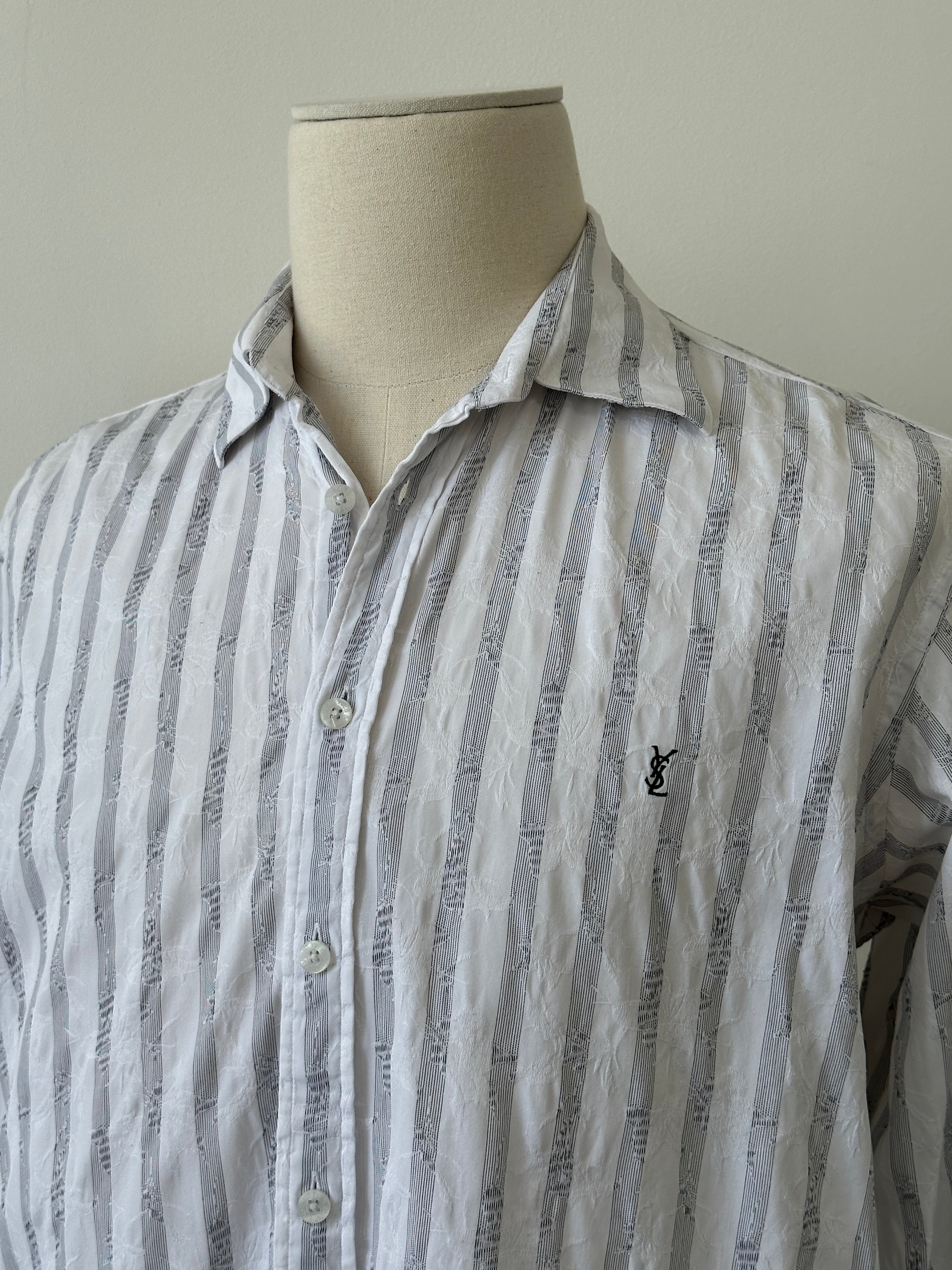 Yves Saint LaurentPour Homme 2000s Pure Cotton Striped Shirt - L