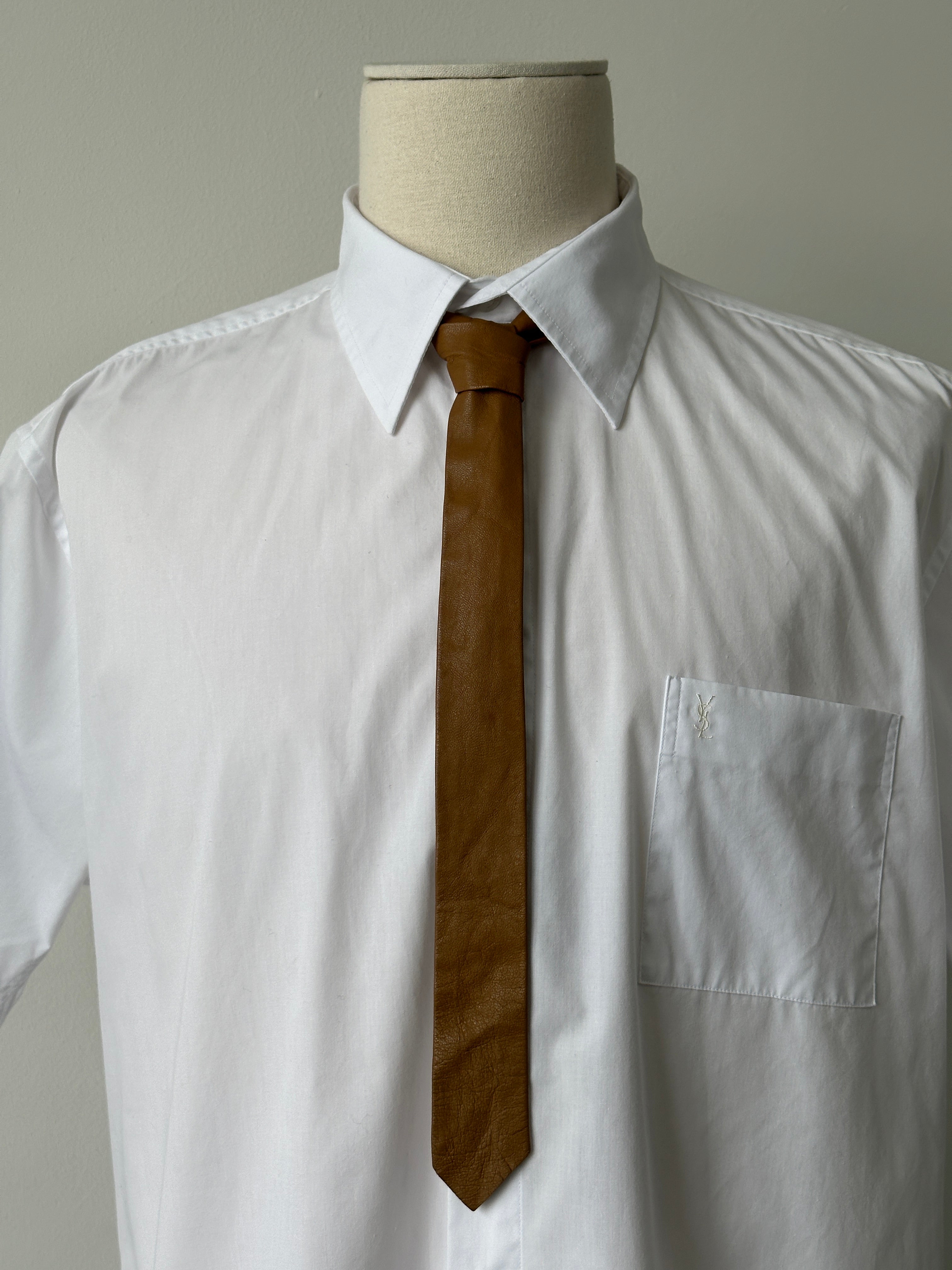 Vintage 1990s Leather Skinny Tie