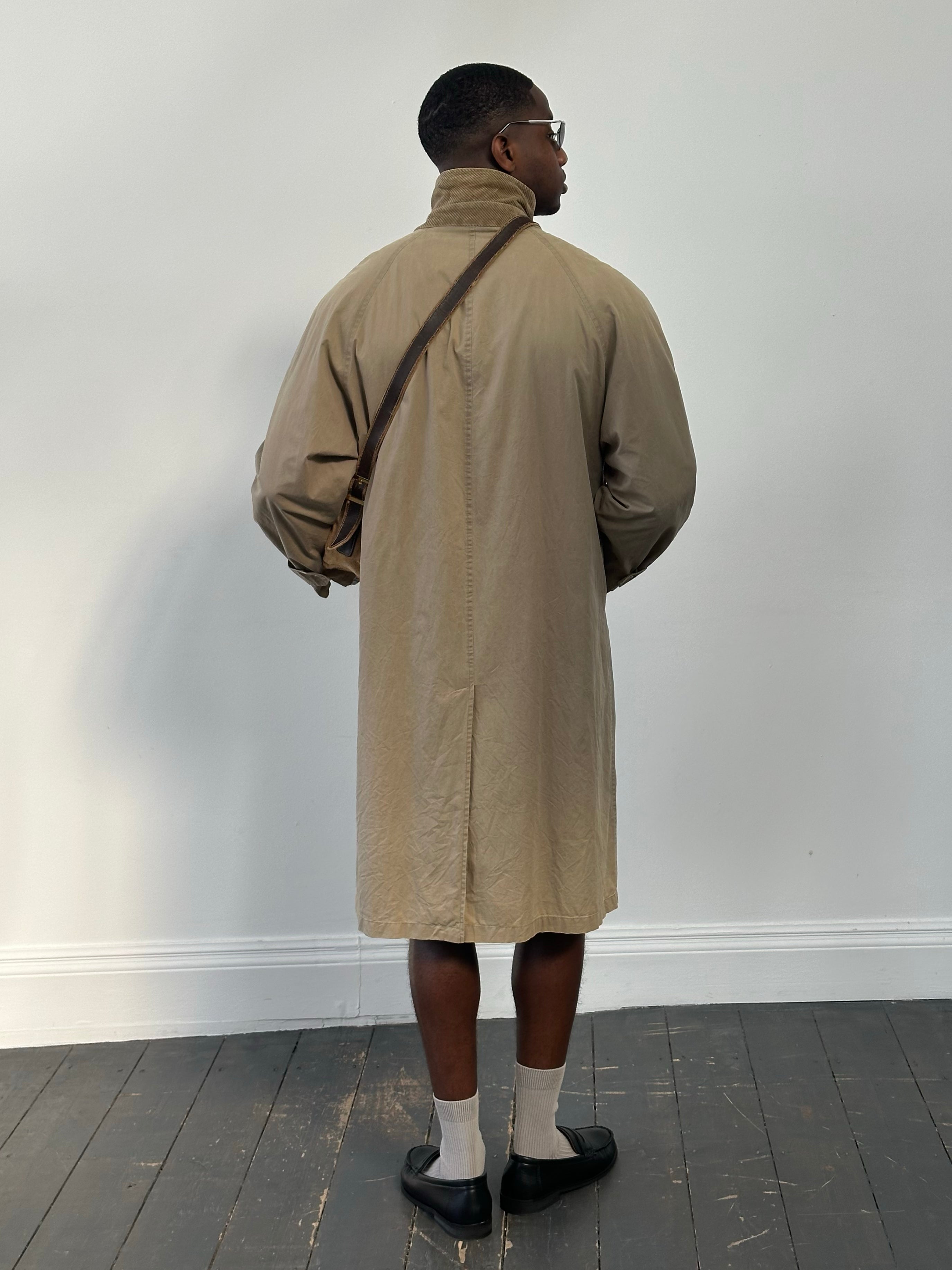 Givenchy 1990s Cotton High Neck Trench Coat - L