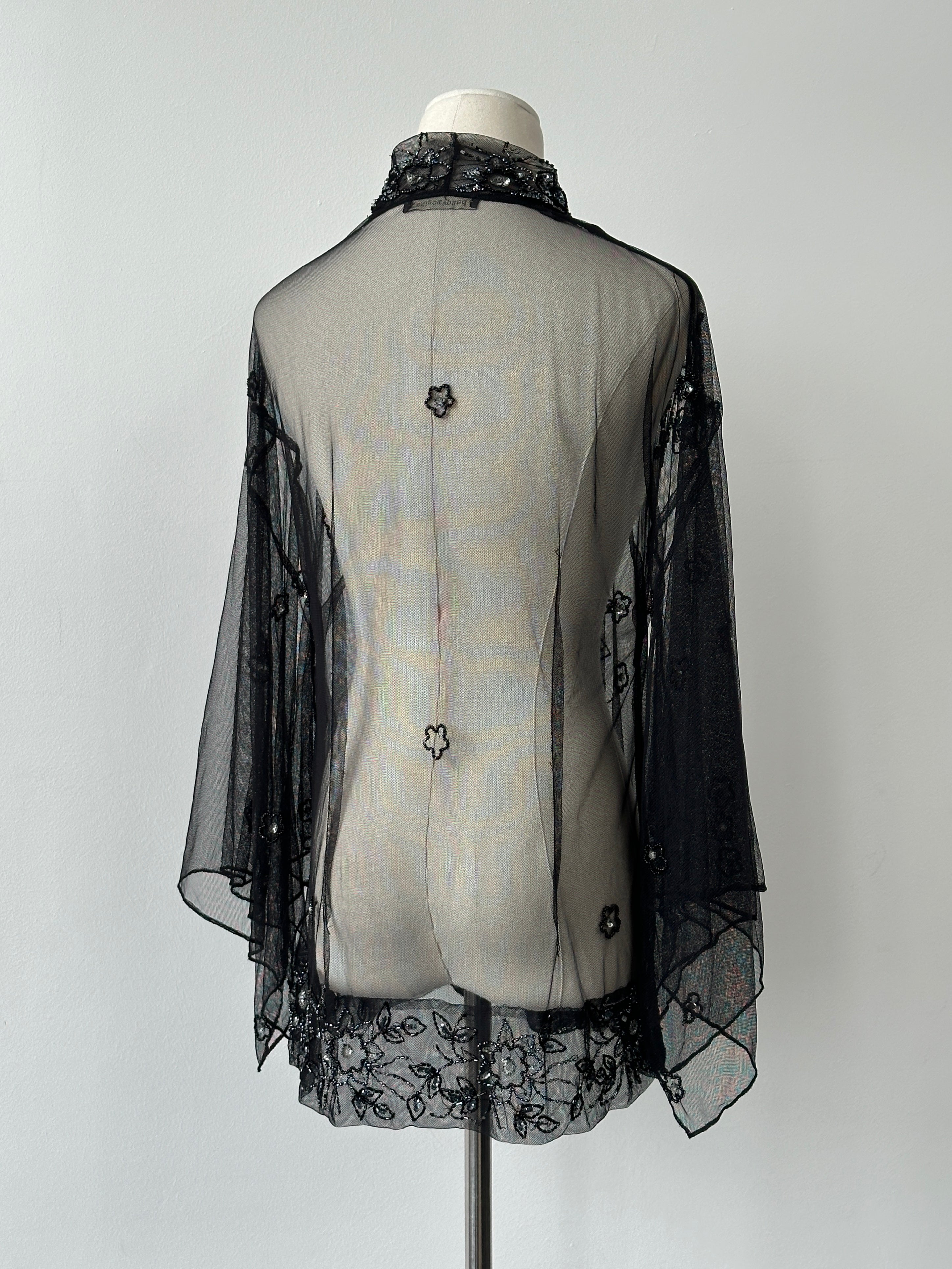 Vintage 2000s Beaded Sheer Kimono Cardigan - One size