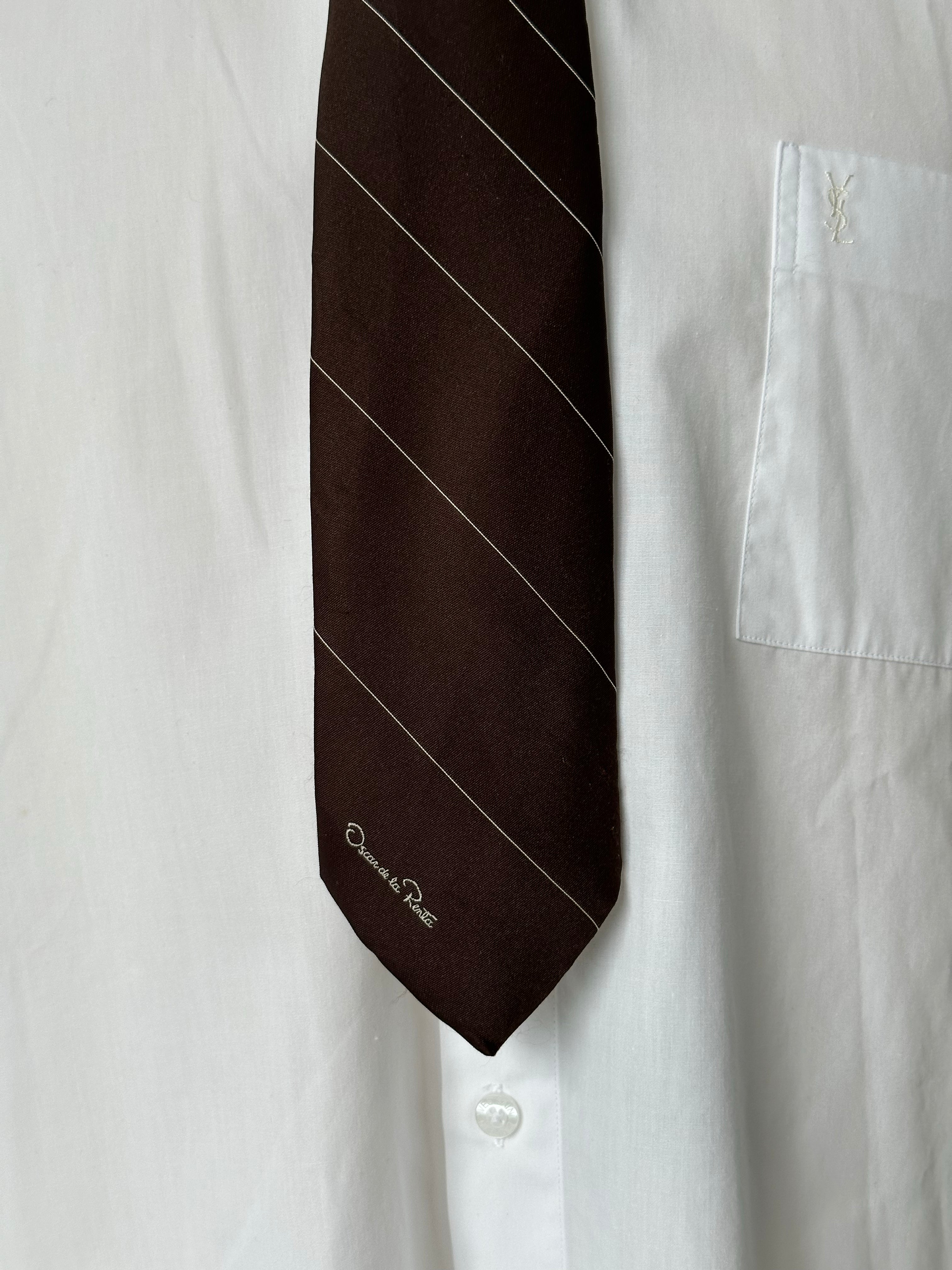 Oscar De La Renta 1990s Silk Striped Tie