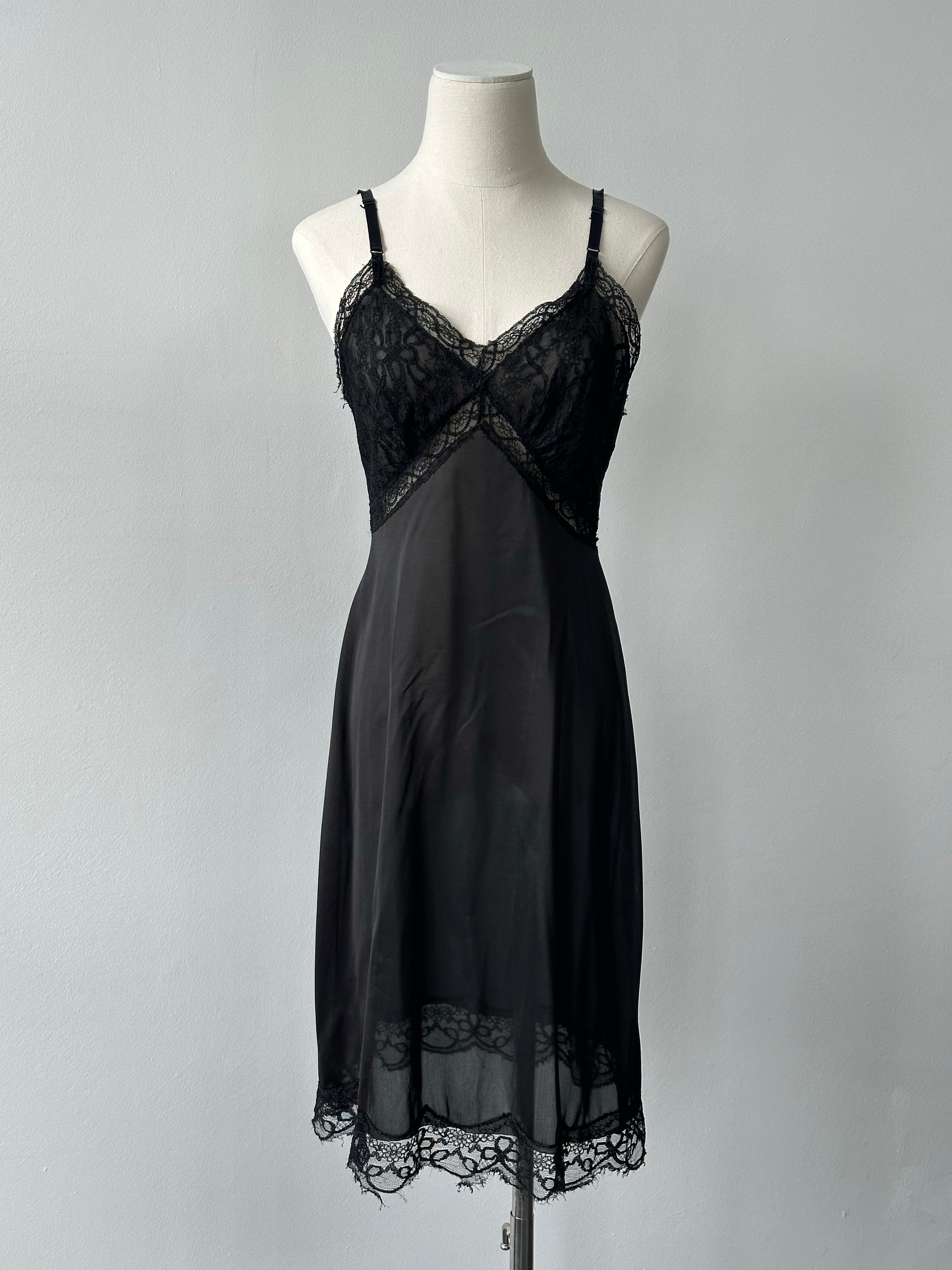 Vintage 1990s Sheer Lace Midi Dress - S