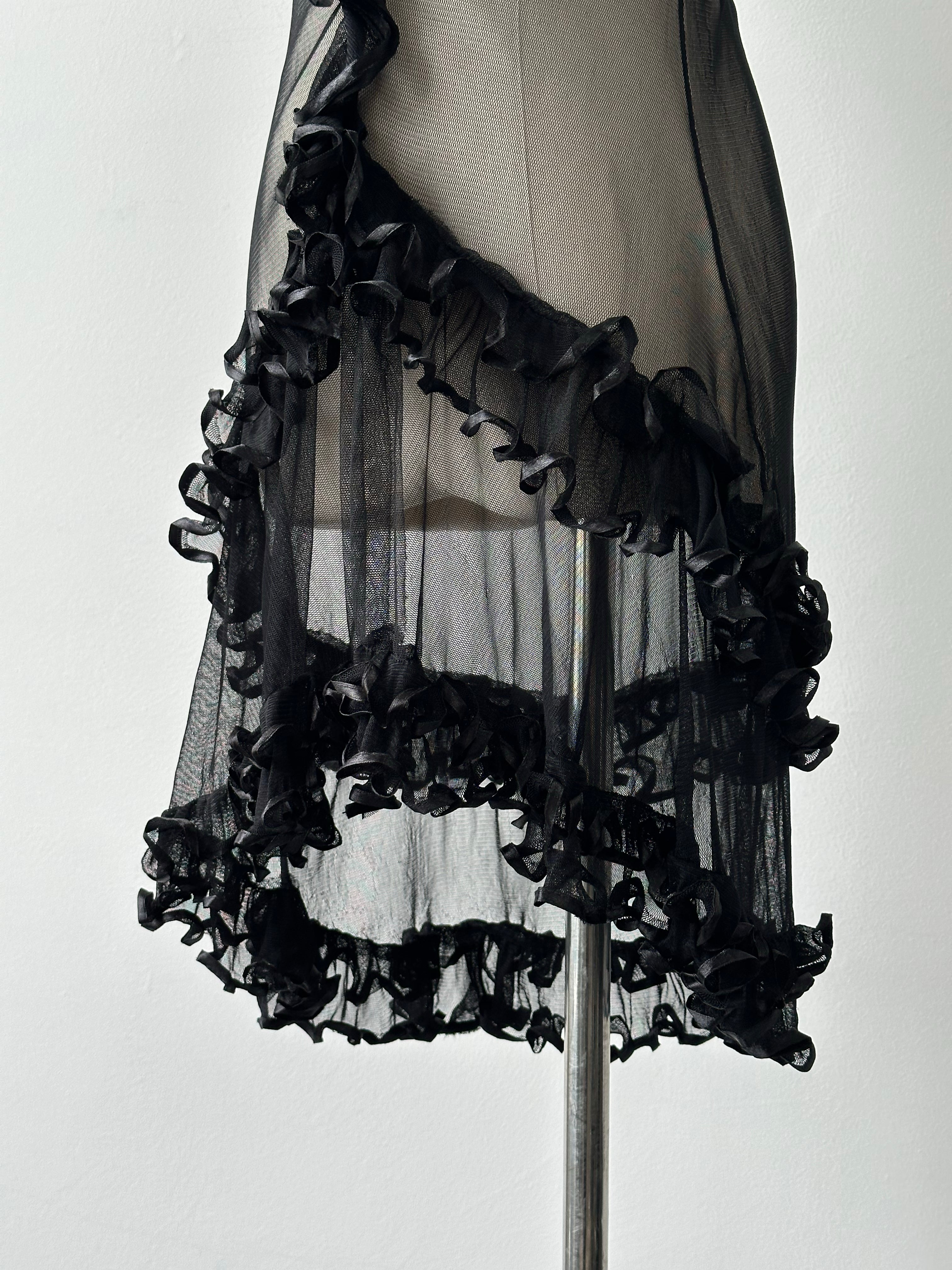 Vintage 2000s Sheer Ruffle Top - S-L