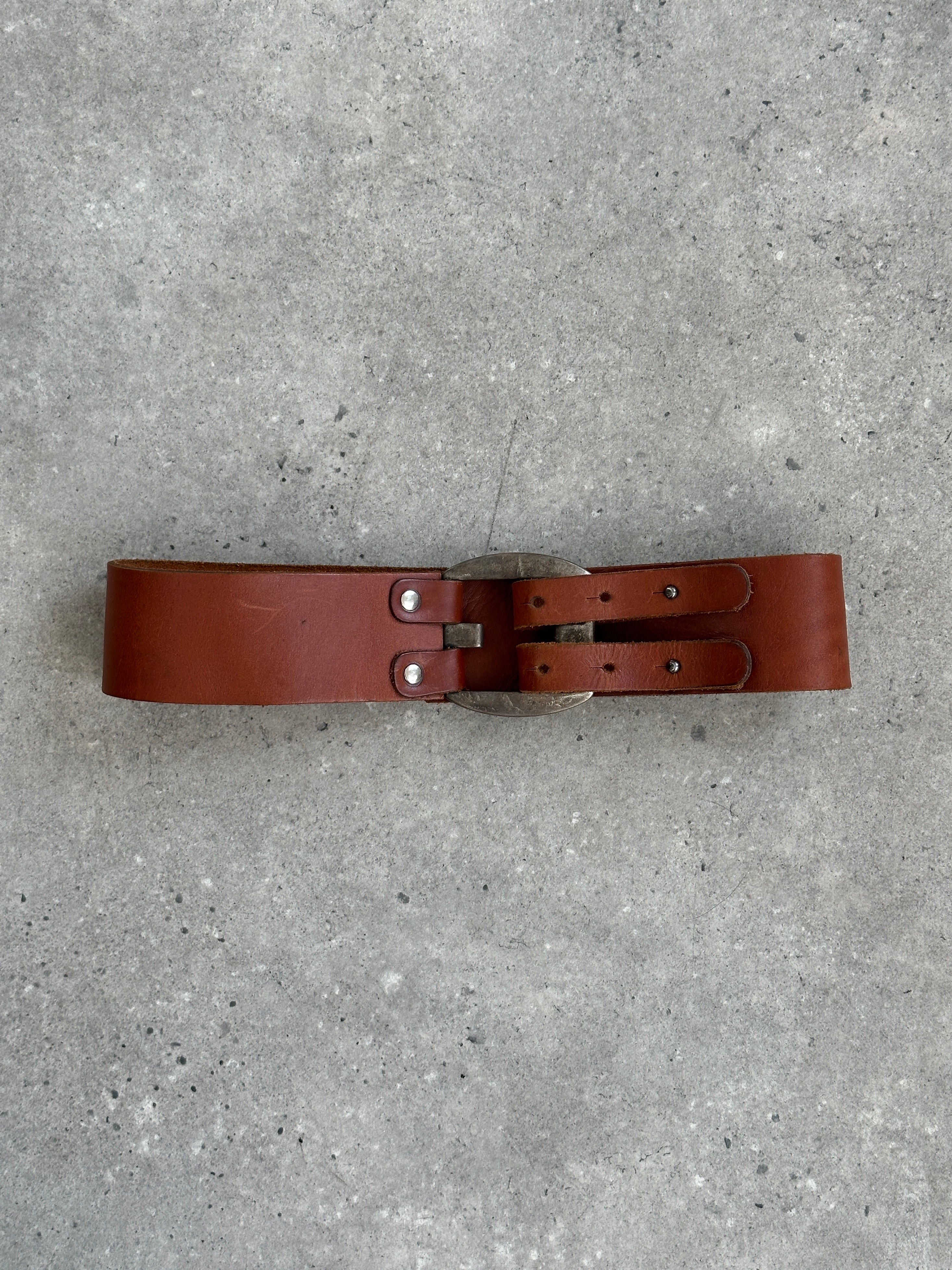 Vintage 1990s Leather Chunky Belt - W24-26