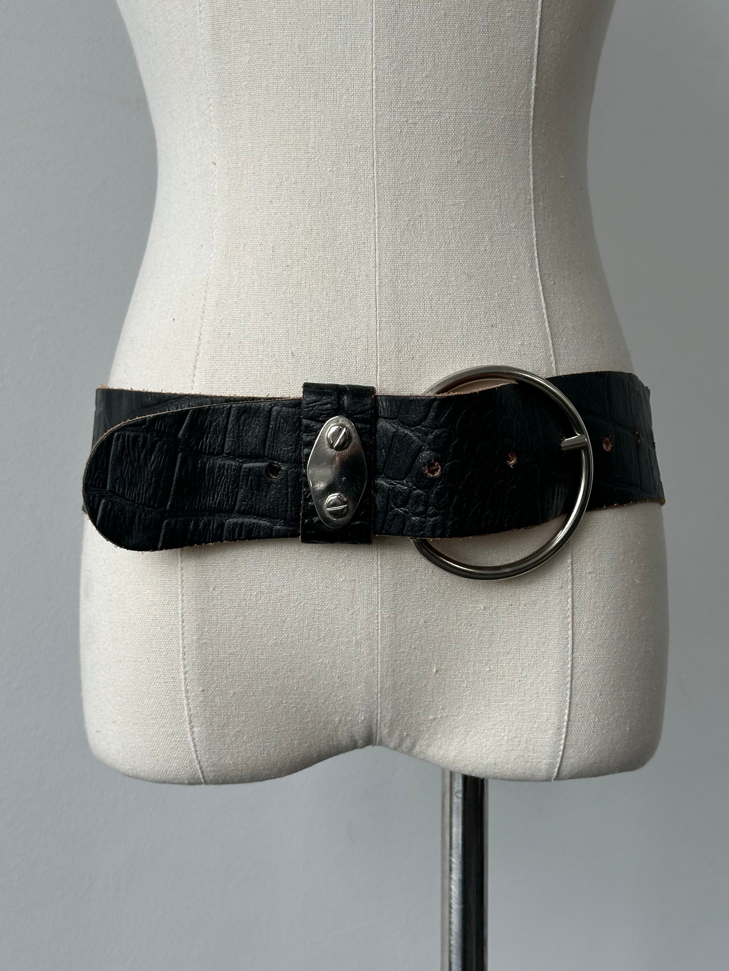 Vintage 1990s Circular Leather Chunky Belt - W22-34