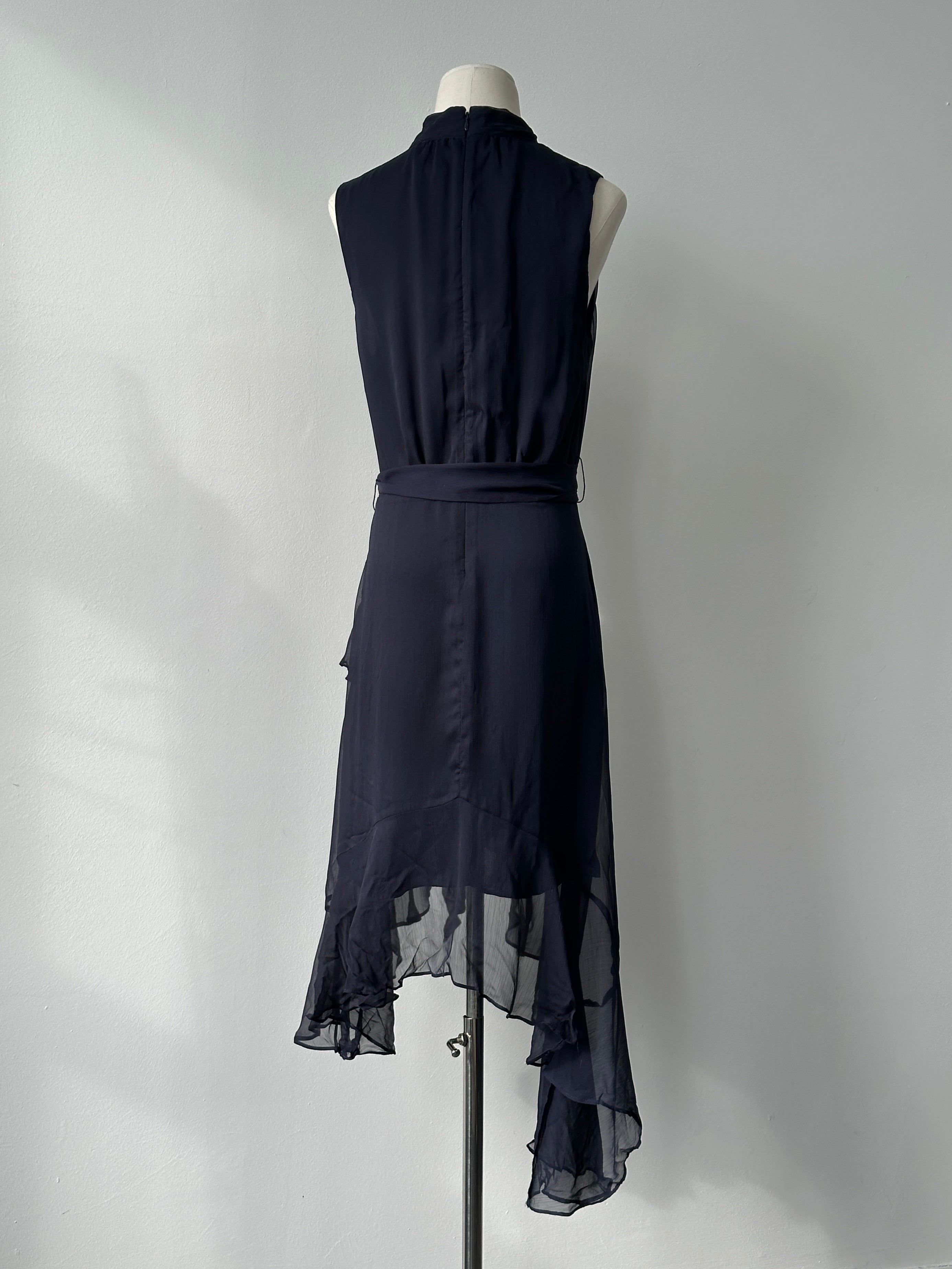 CeCe Asymmetric High Neck Sleeveless Dress - M