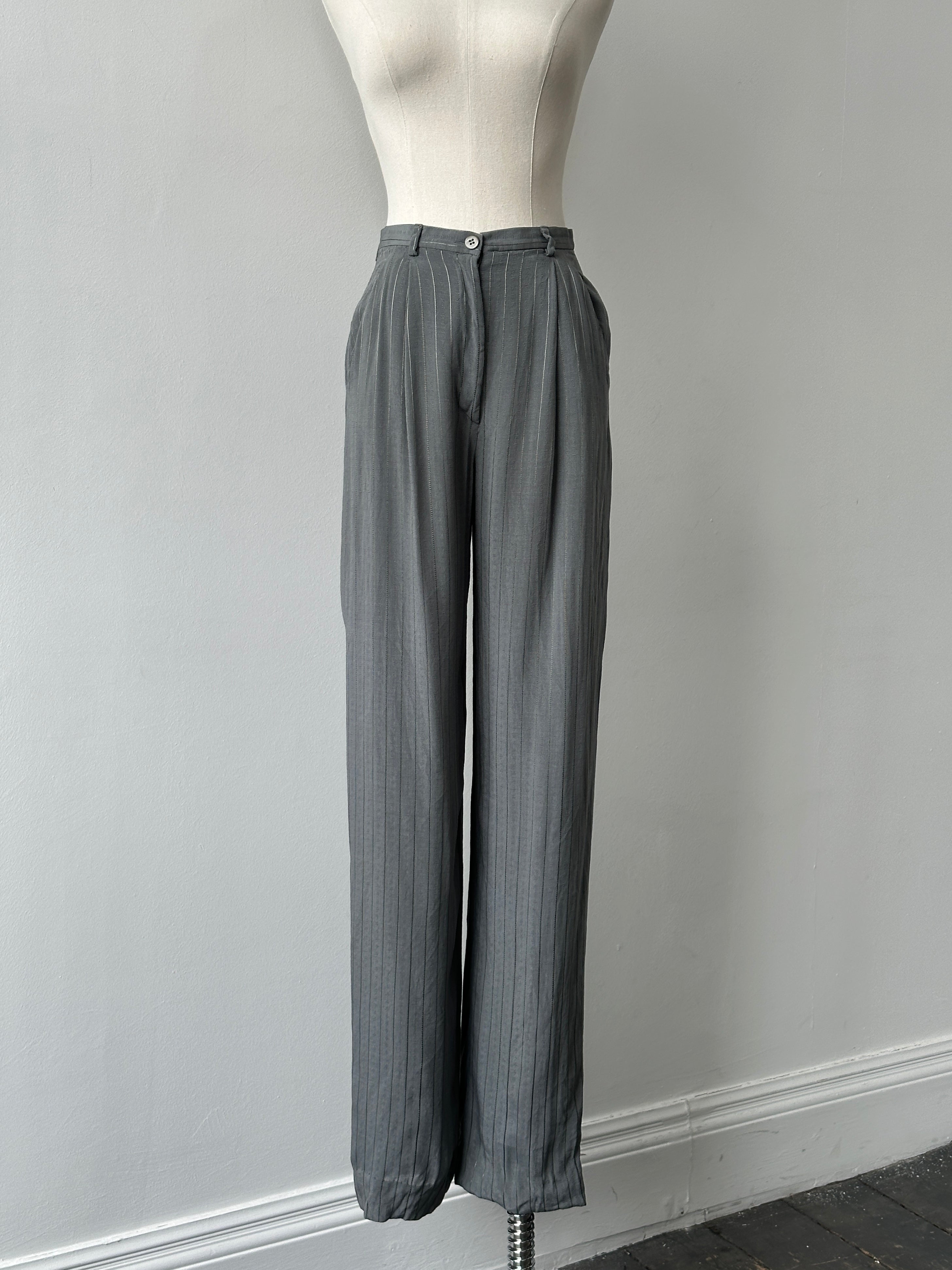 Girogio Armani 1990s Striped Straight Leg Tailored Trousers - W25