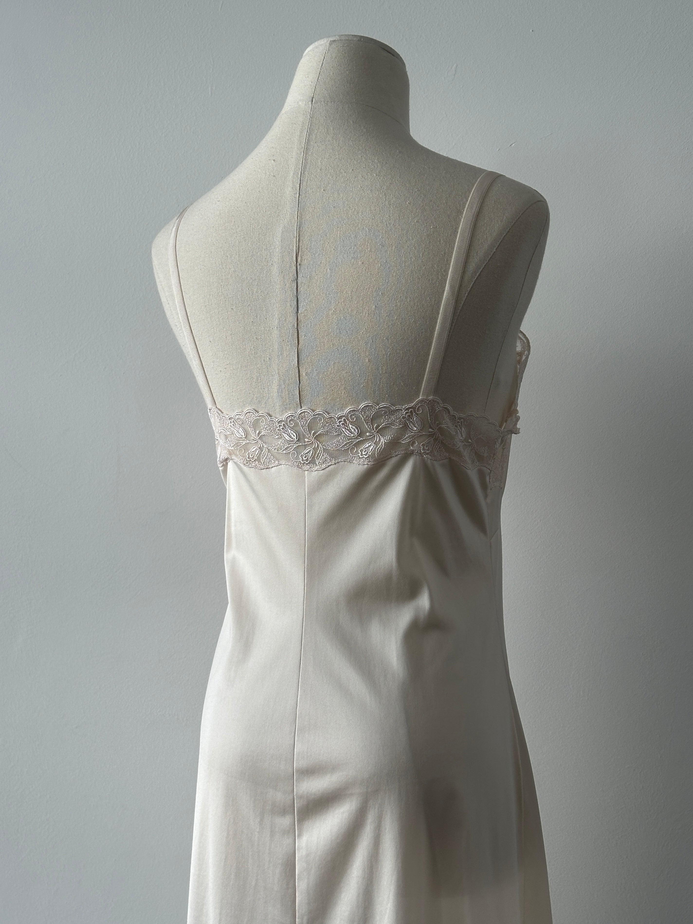 Vintage 1990s Satin Lace Midi Slip Dress - S-M