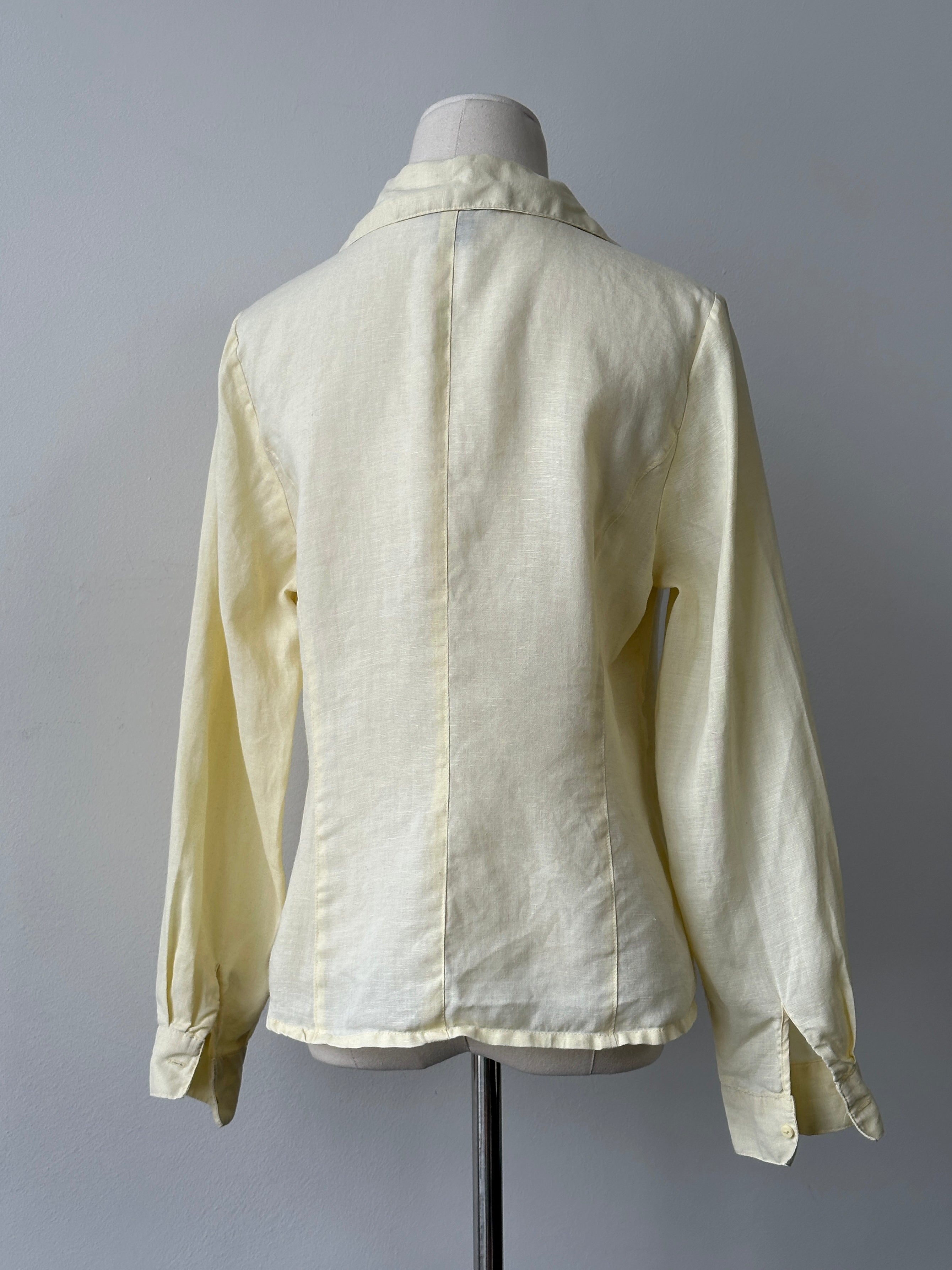 Vintage 1990s Pure Linen Pleated Shirt - M