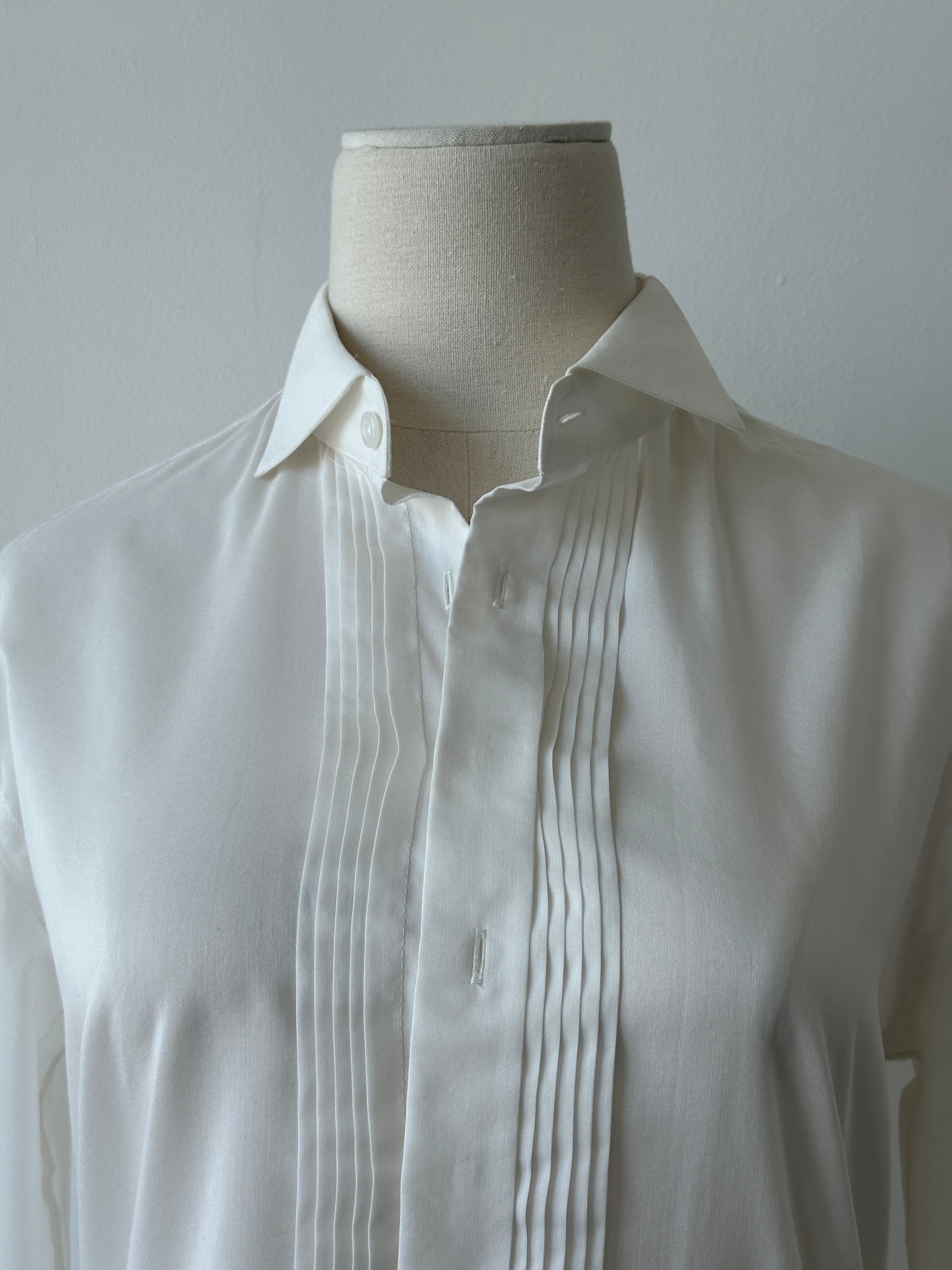 Vintage 2000s Cotton Tuxedo Dress Shirt - S