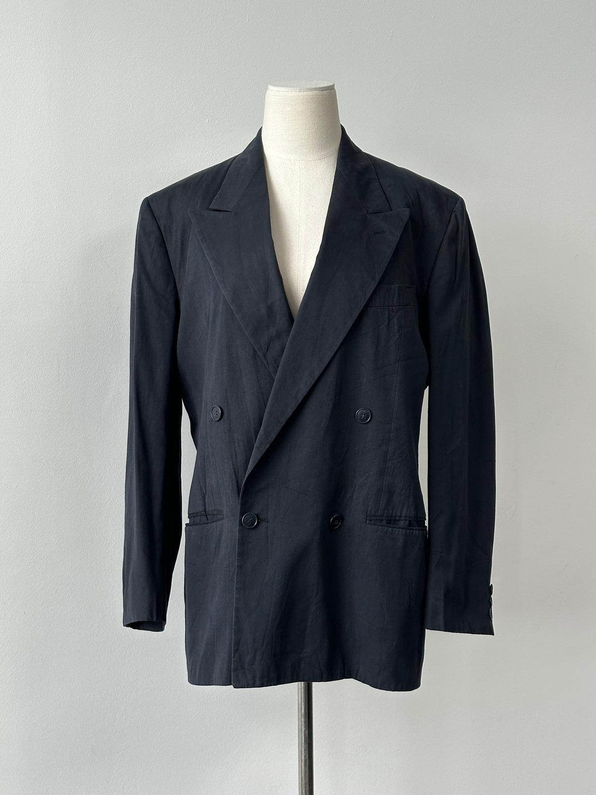 Giorgio Armani 1990s Cotton Double Breasted Blazer - M