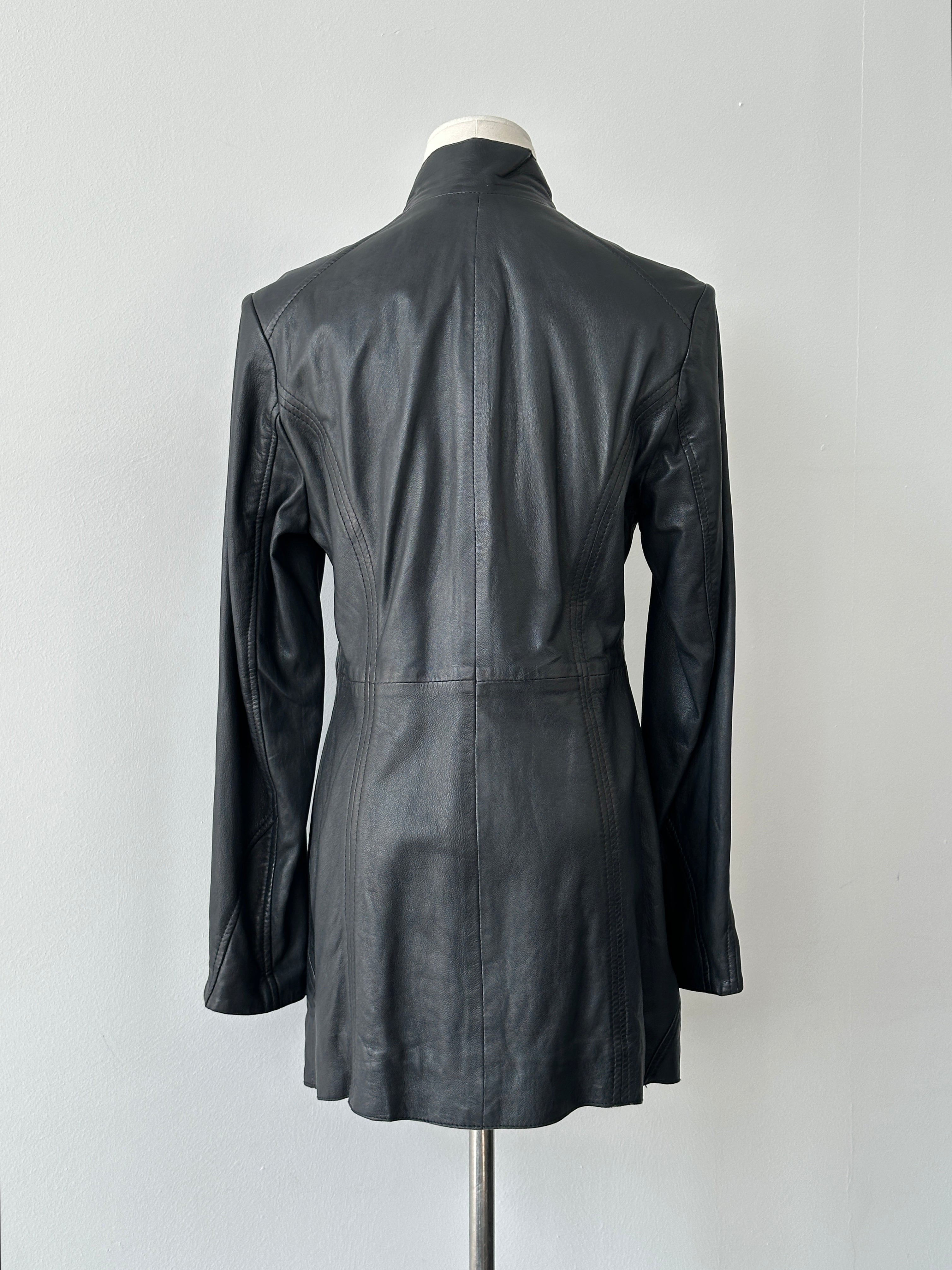 Vintage 2000s Lamb High Neck Leather Jacket - S