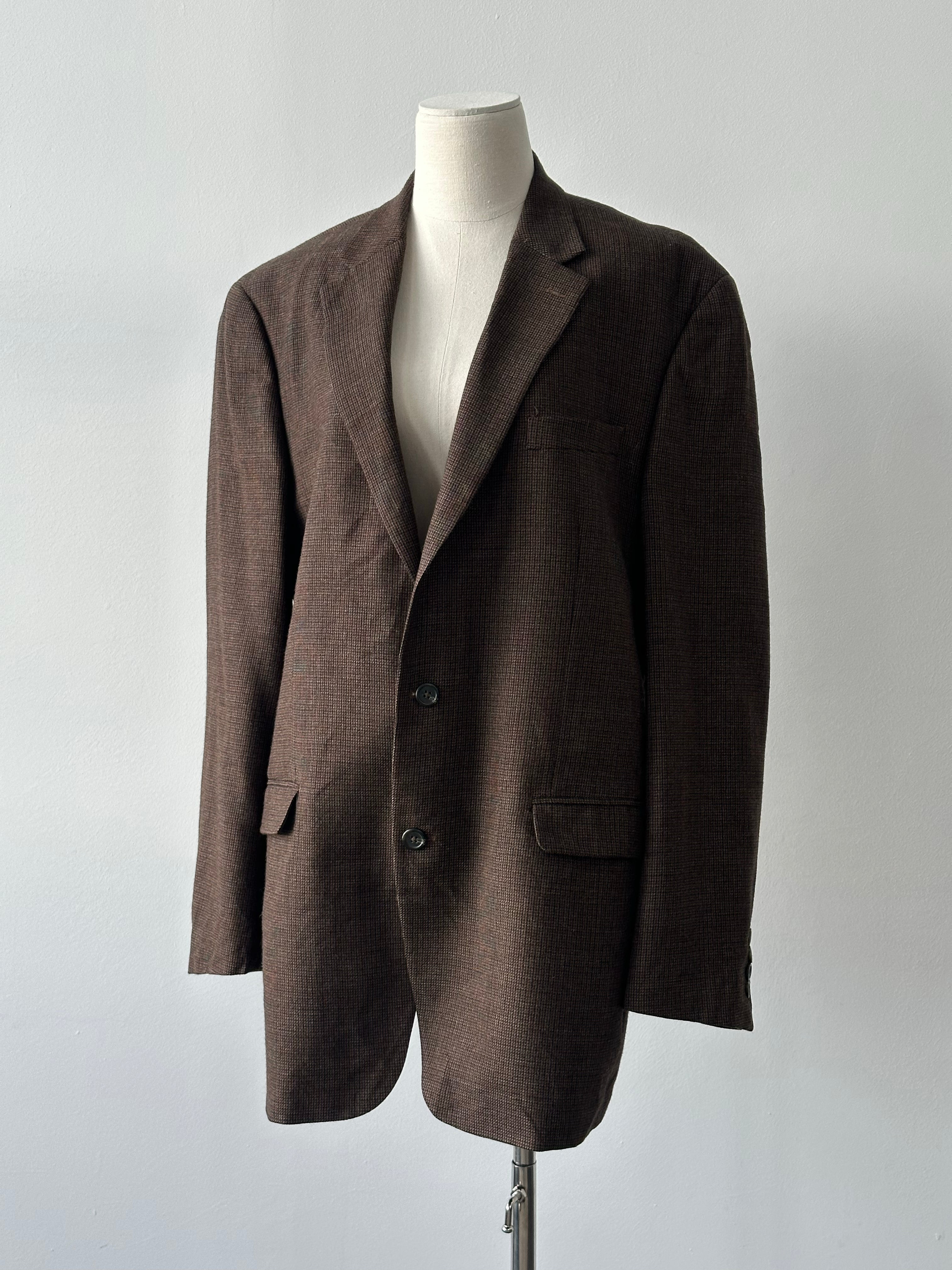Ralph Lauren 1990s Pure Wool Check Single Breasted Blazer - 44L