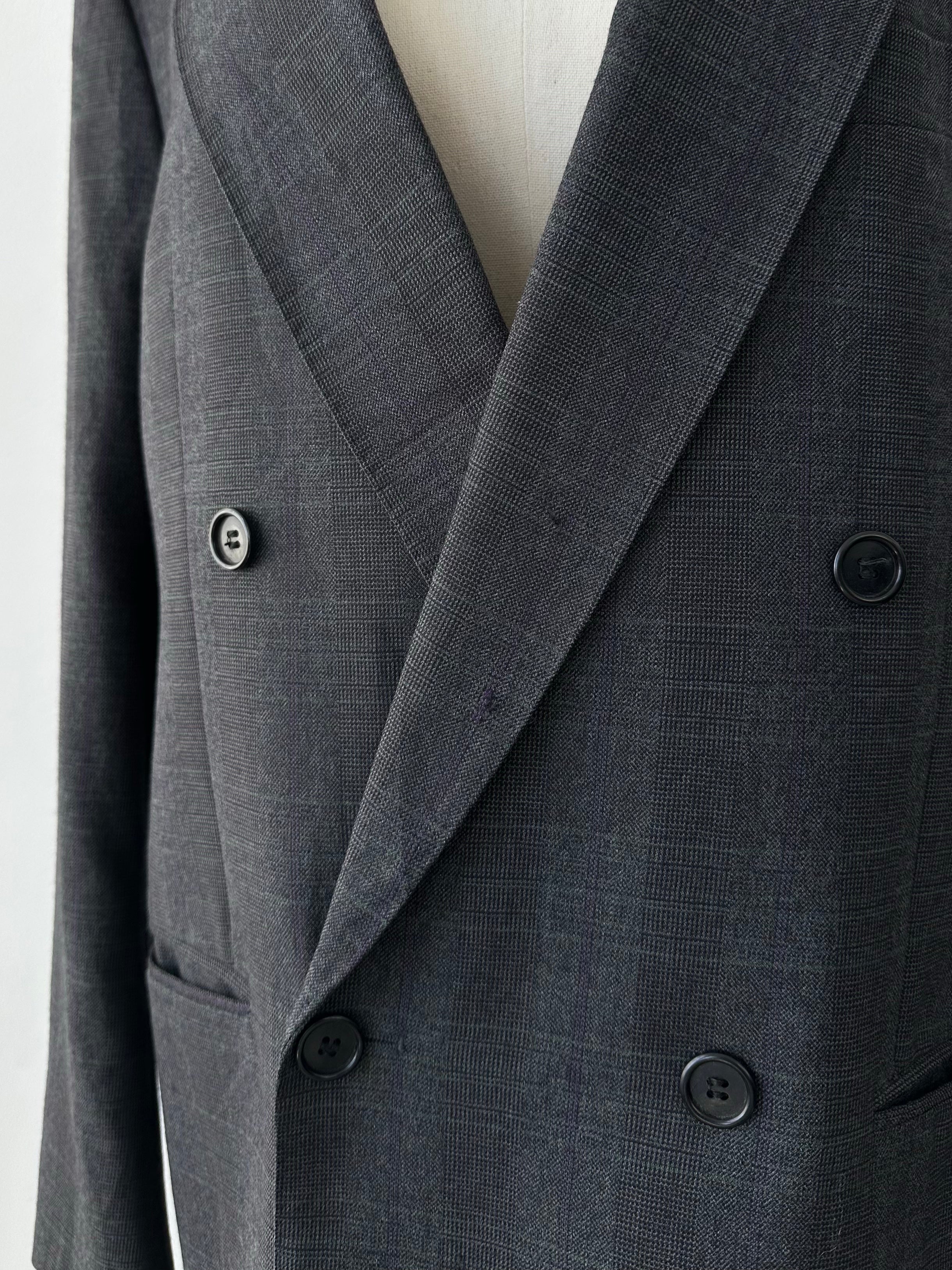 Christian Dior Monsieur 1990s Check Pure Wool Double Breasted Blazer - L