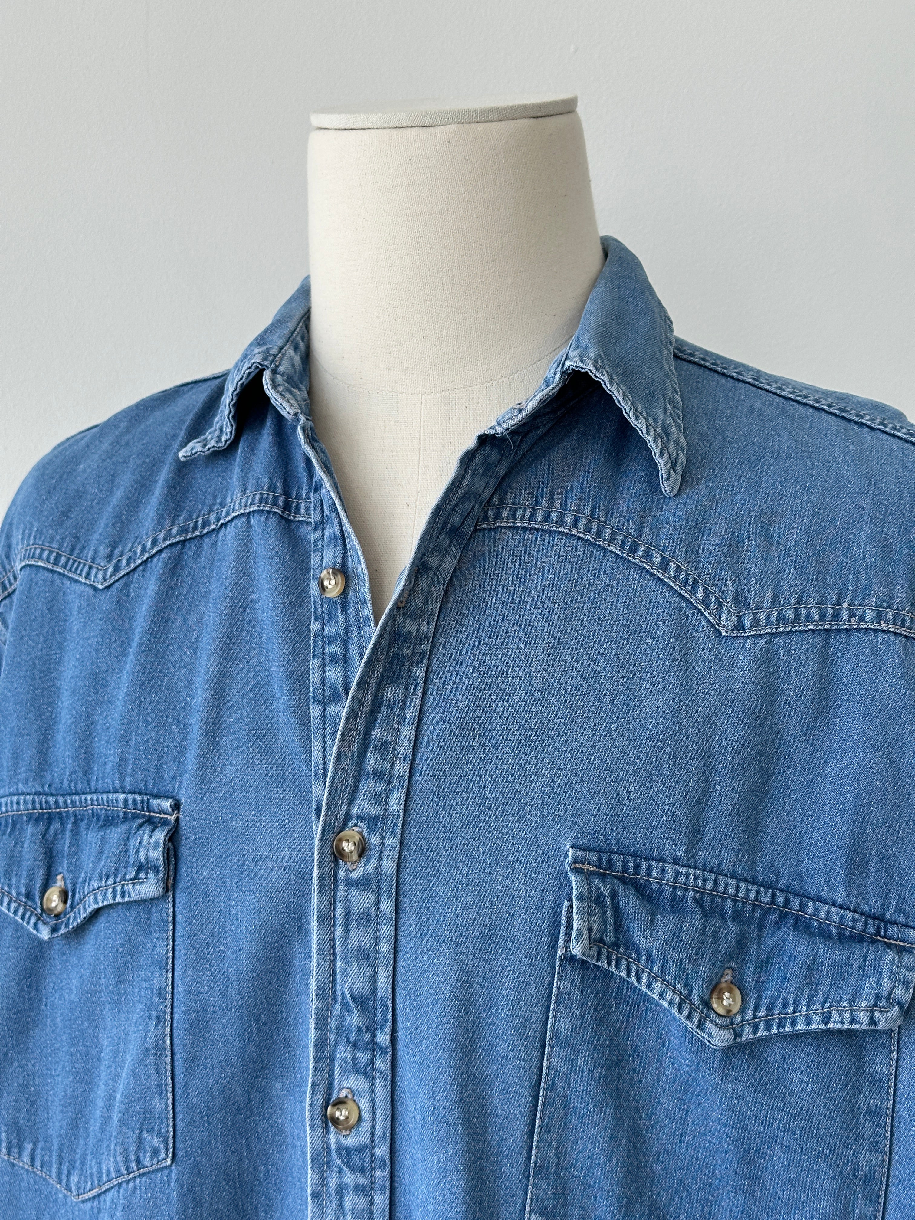 Vintage 1990s Pure Cotton Denim Shirt - L