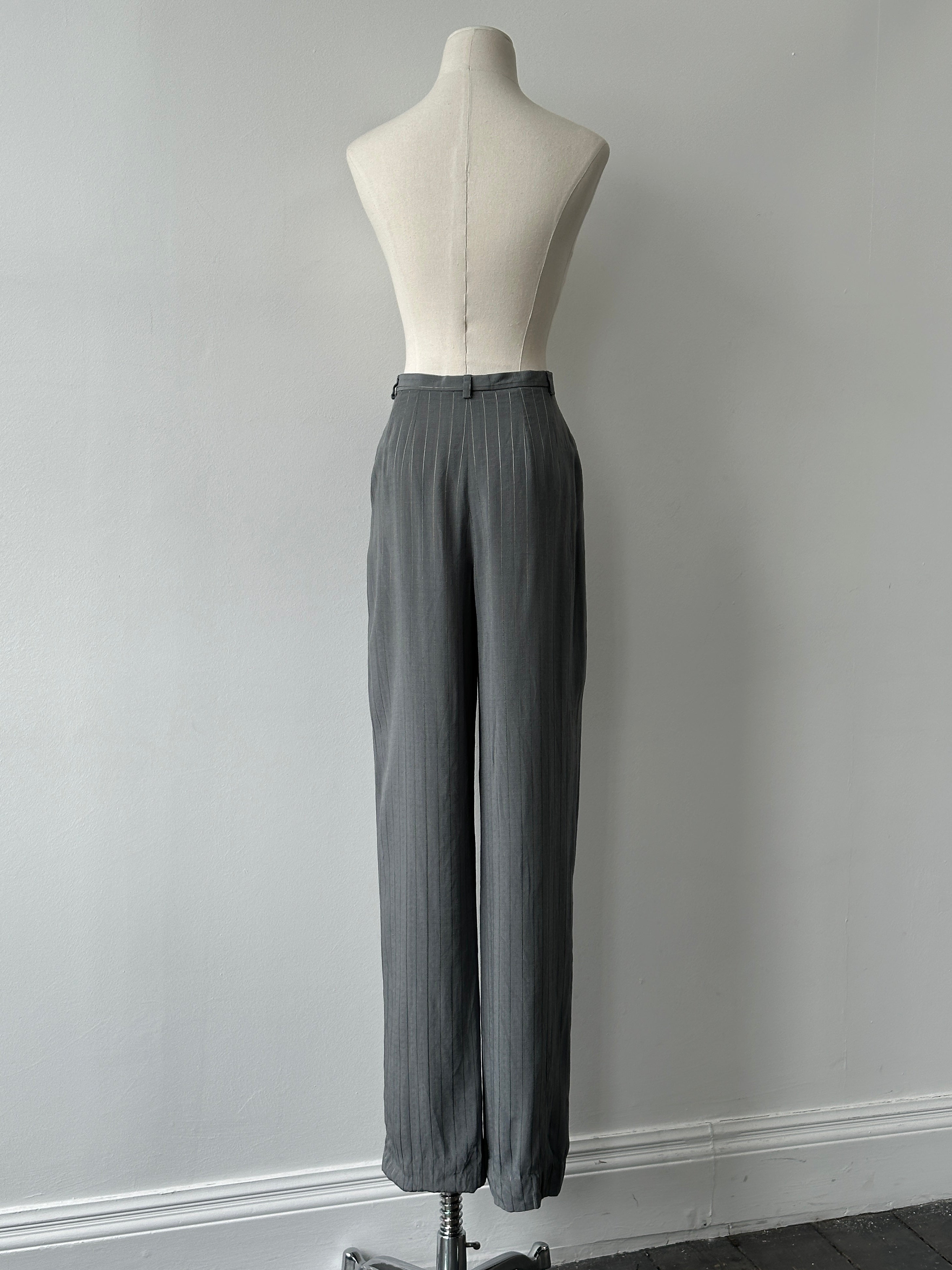 Girogio Armani 1990s Striped Straight Leg Tailored Trousers - W25