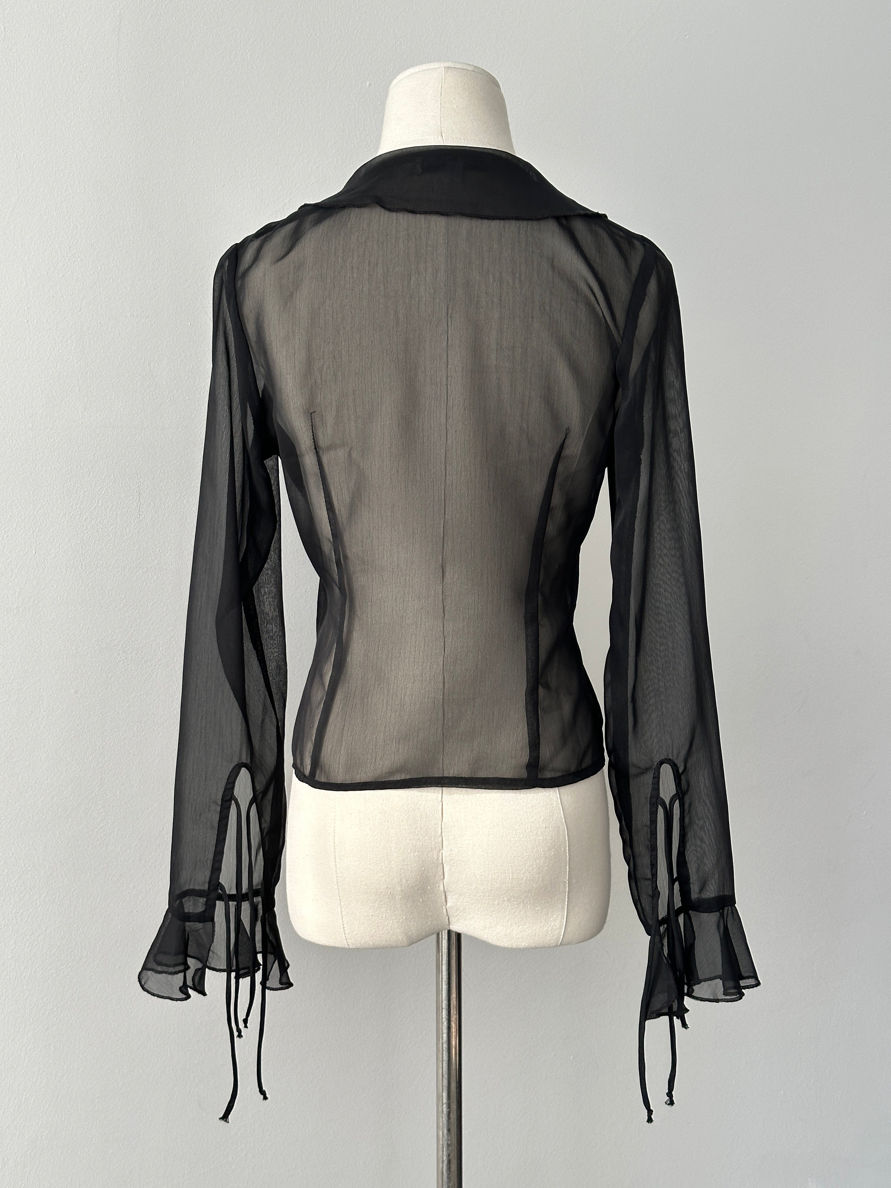 Vintage 1990s Sheer Tie Top - S