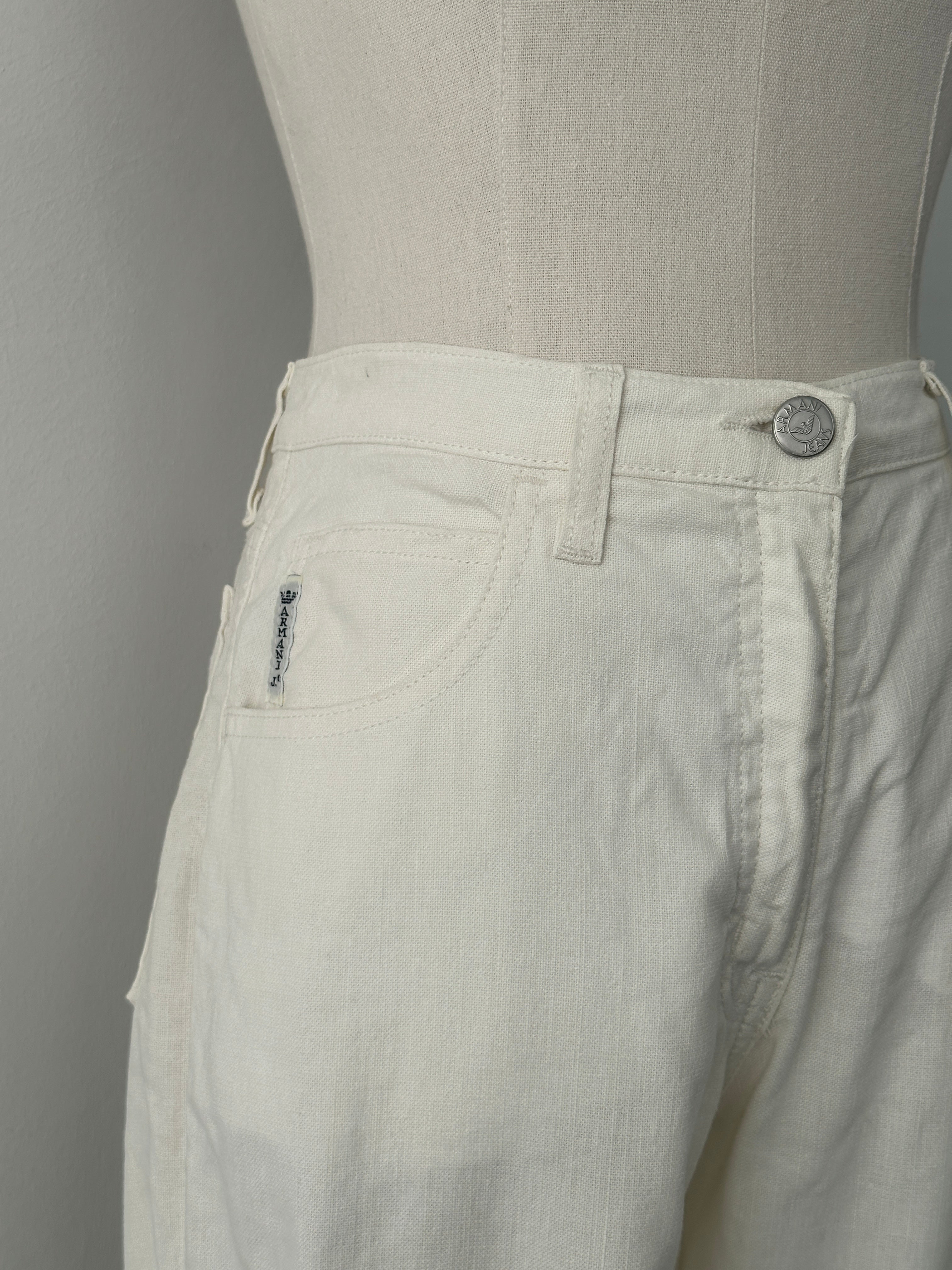 Armani Jeans 1990s Linen Slim Straight Leg Trousers - W26