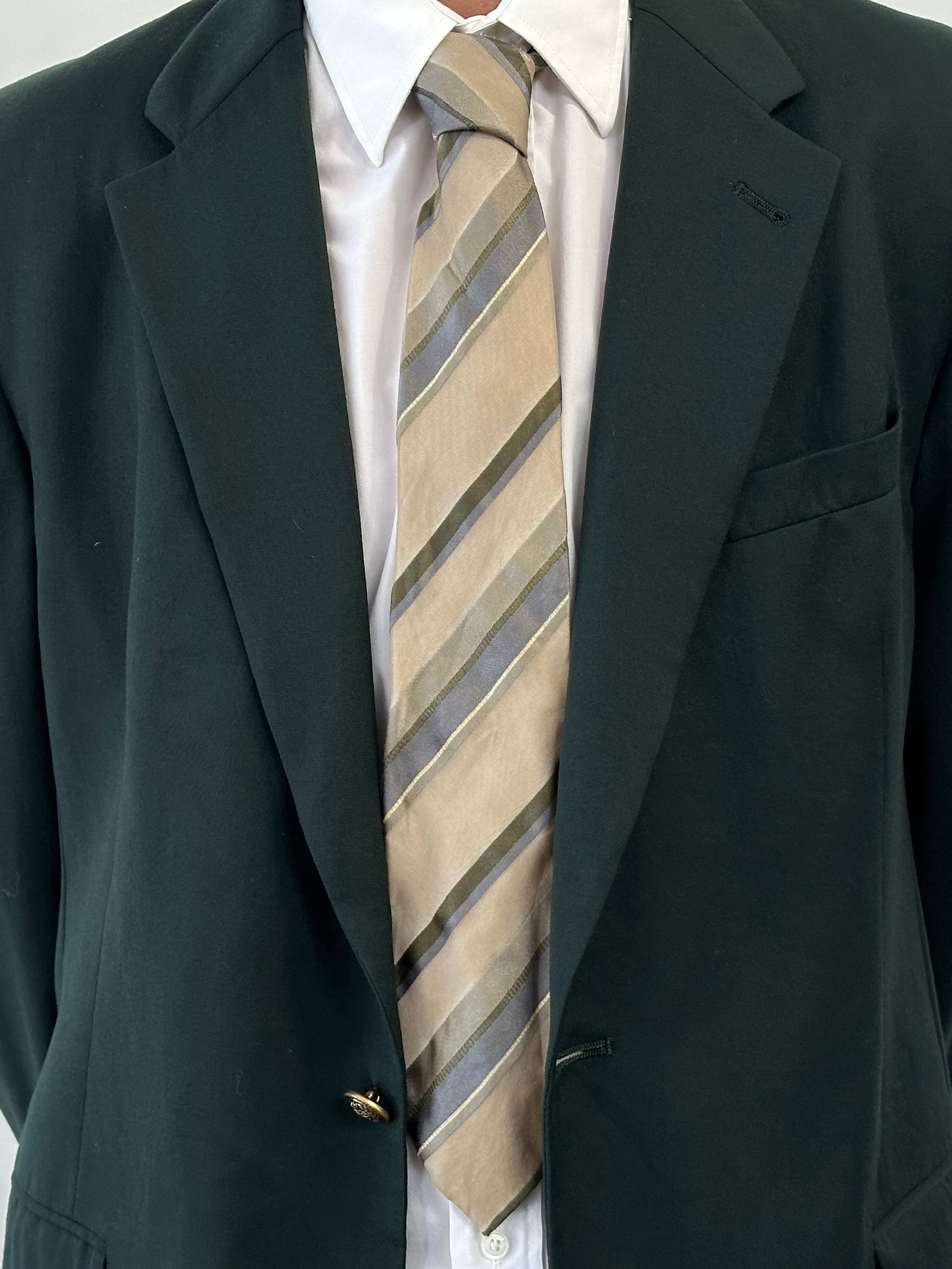 Japanese Vintage 1990s Pure Silk Striped Tie
