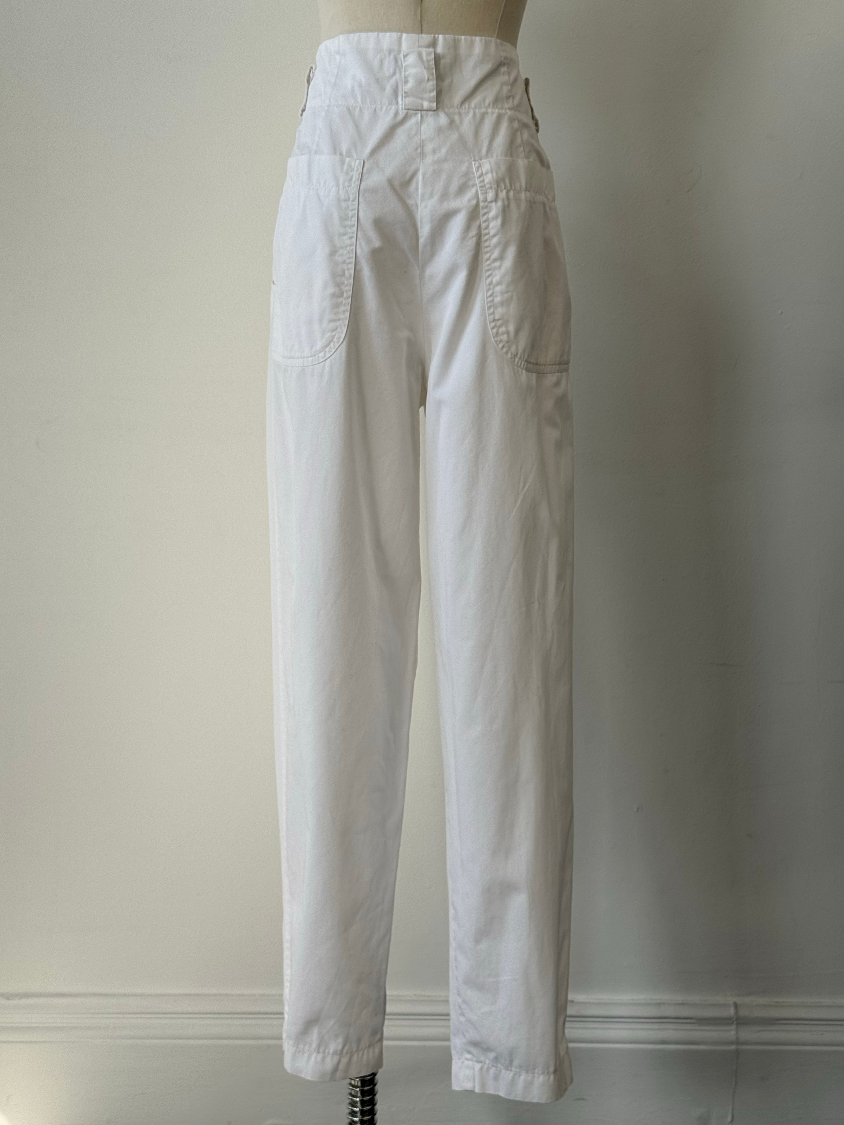 Vintage 1990s Pure Cotton High Waist Tapered Trouser - W26