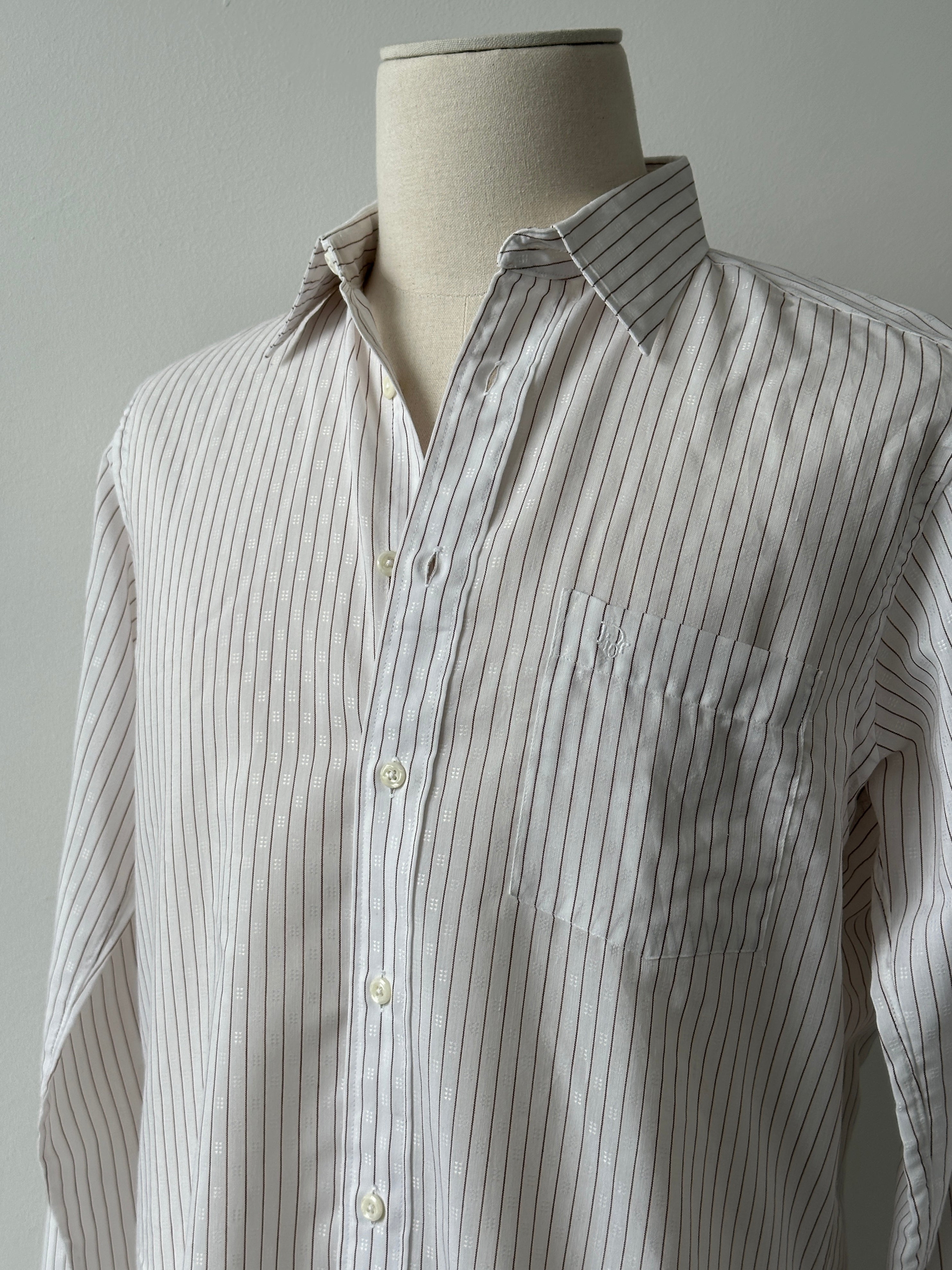 Christian Dior Chemises 1990s Jacquard Striped Shirt - M