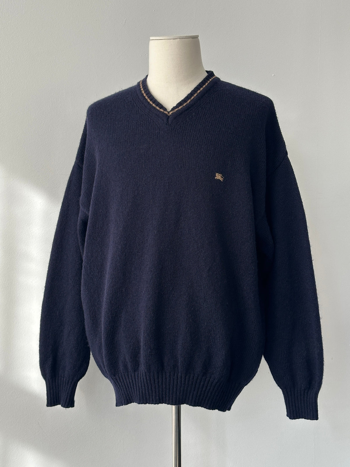 Burberry 1990s Pure Wool V Neck Jumper - XL