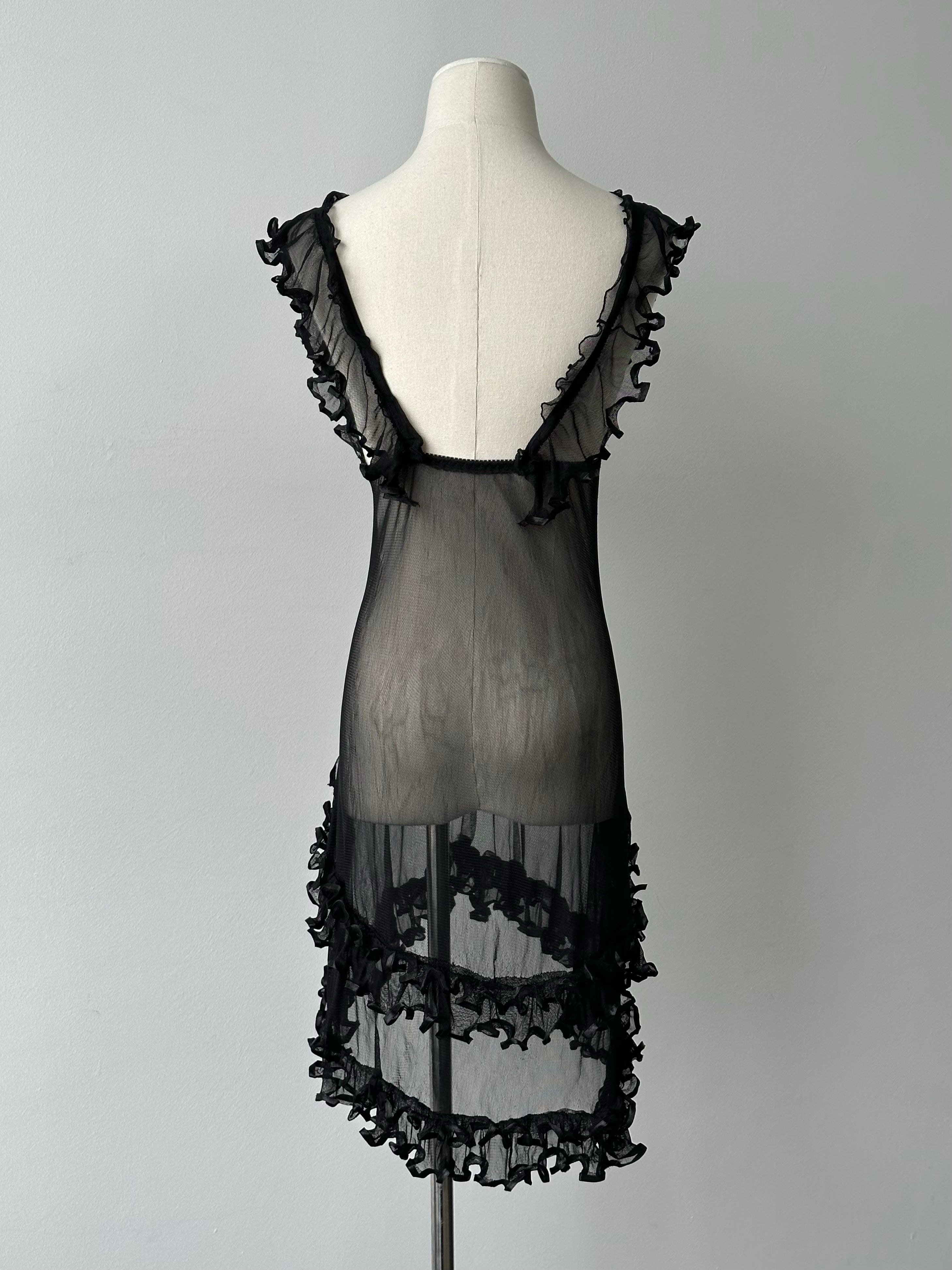 Vintage 2000s Sheer Ruffle Top - S-L