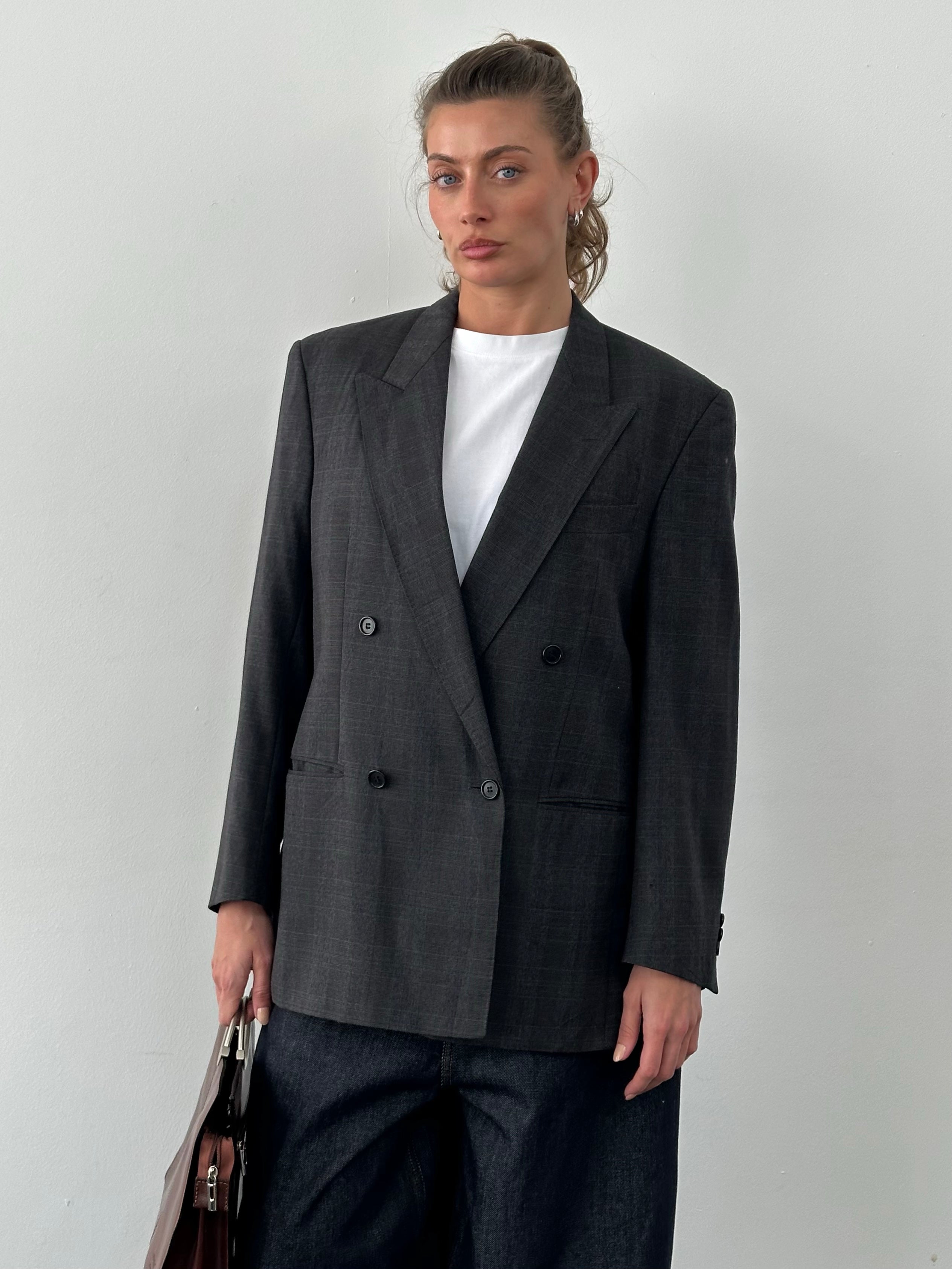 Christian Dior Monsieur 1990s Check Pure Wool Double Breasted Blazer - L