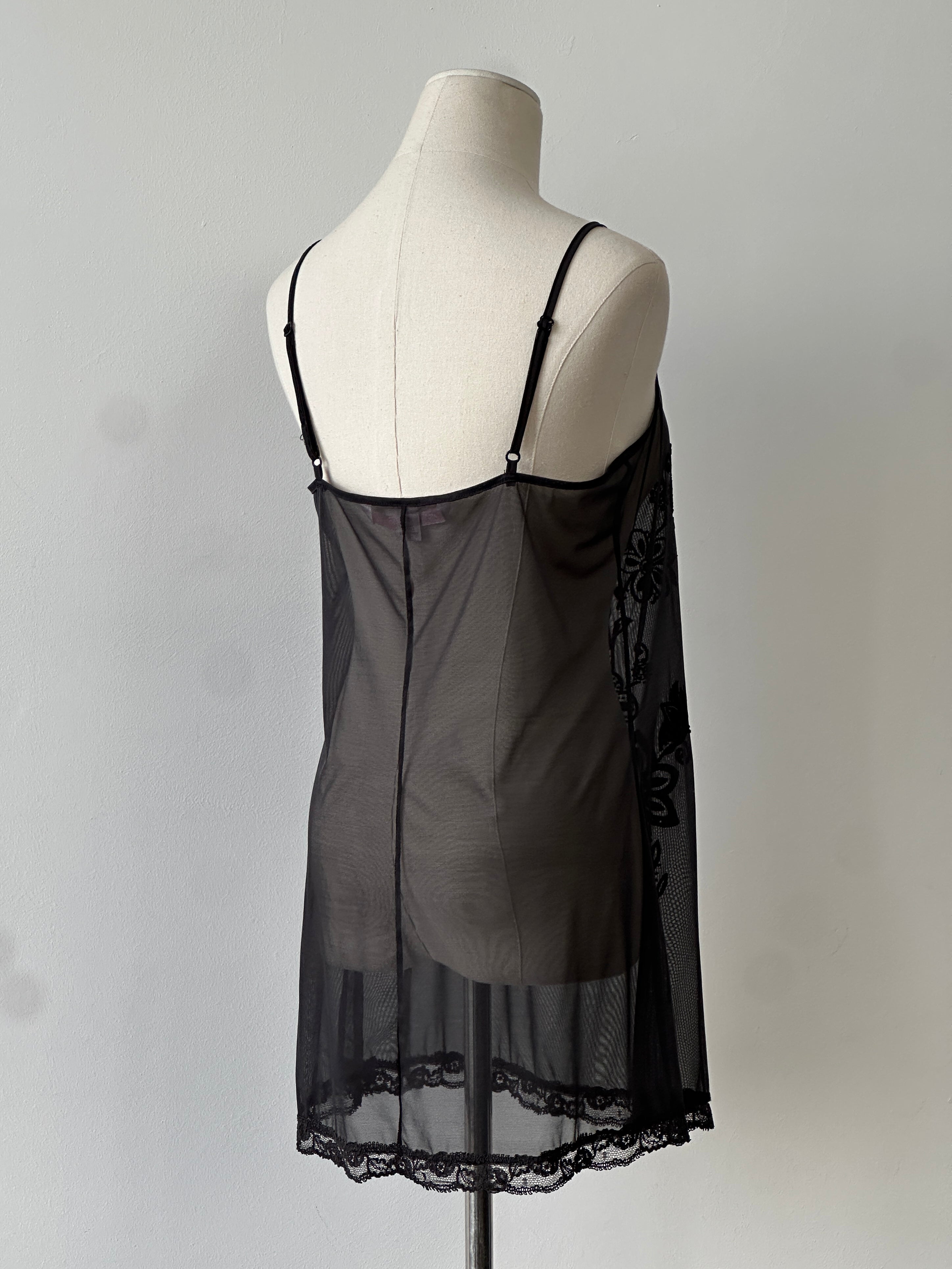 Victoria's Secret 1990s Sheer Floral Sleeveless Mini Dress - M