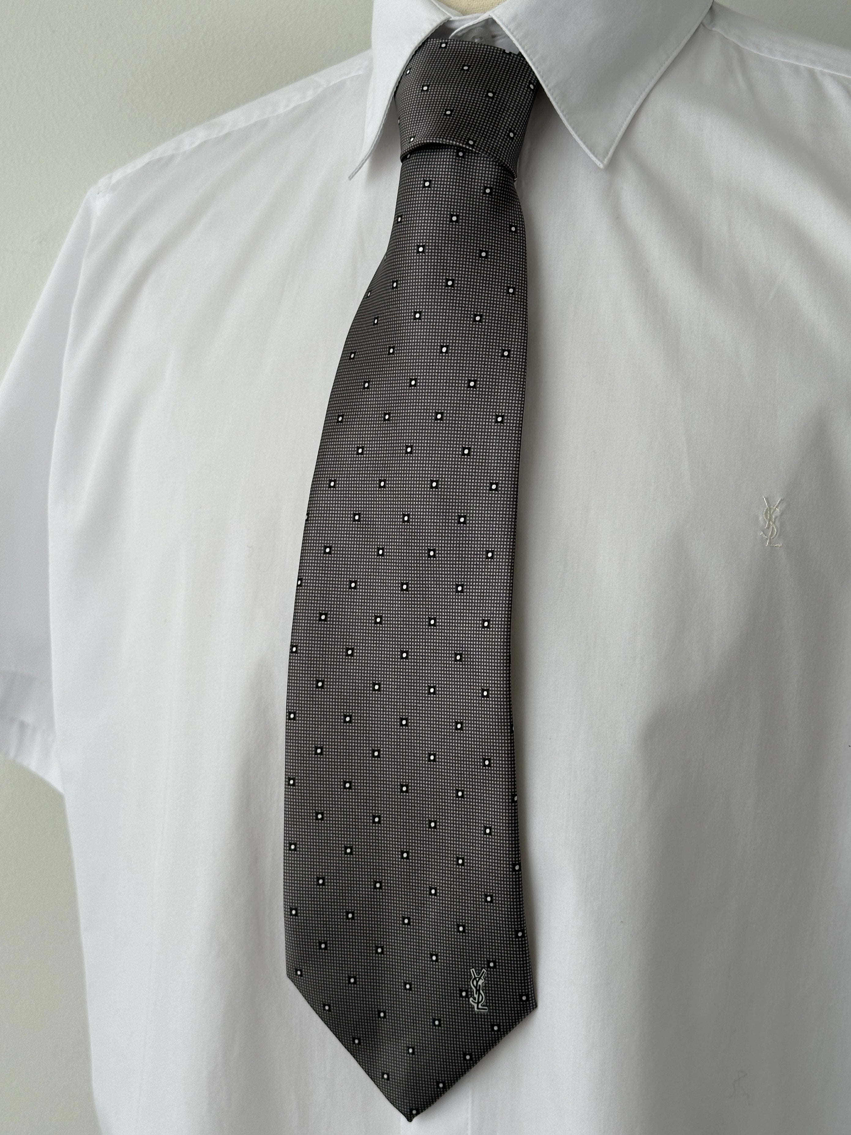 Yves Saint Laurent 1990s Pure Silk Logo Tie