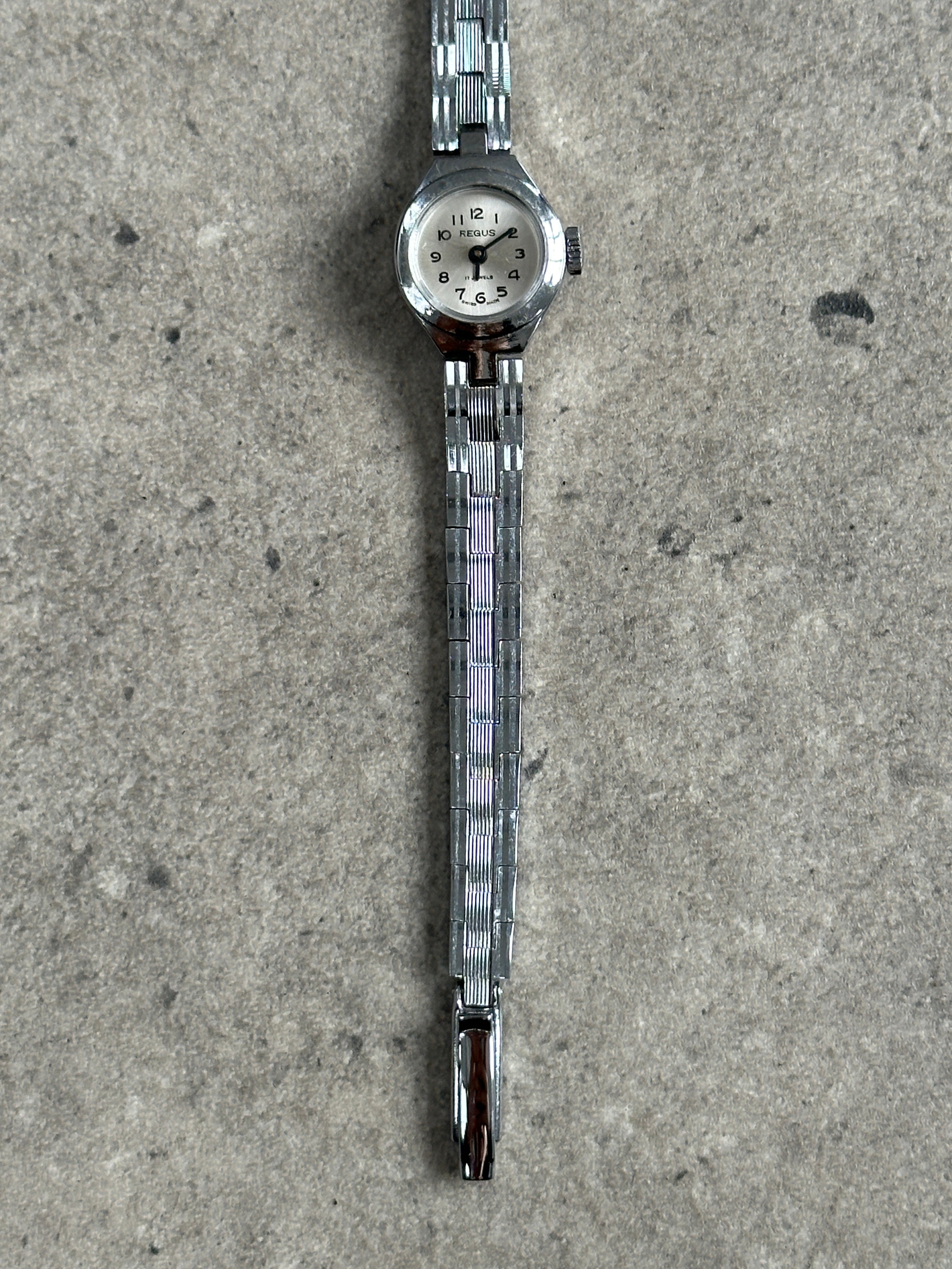 Regus 1970s Swiss Silver ToneJewel Mechanical Watch