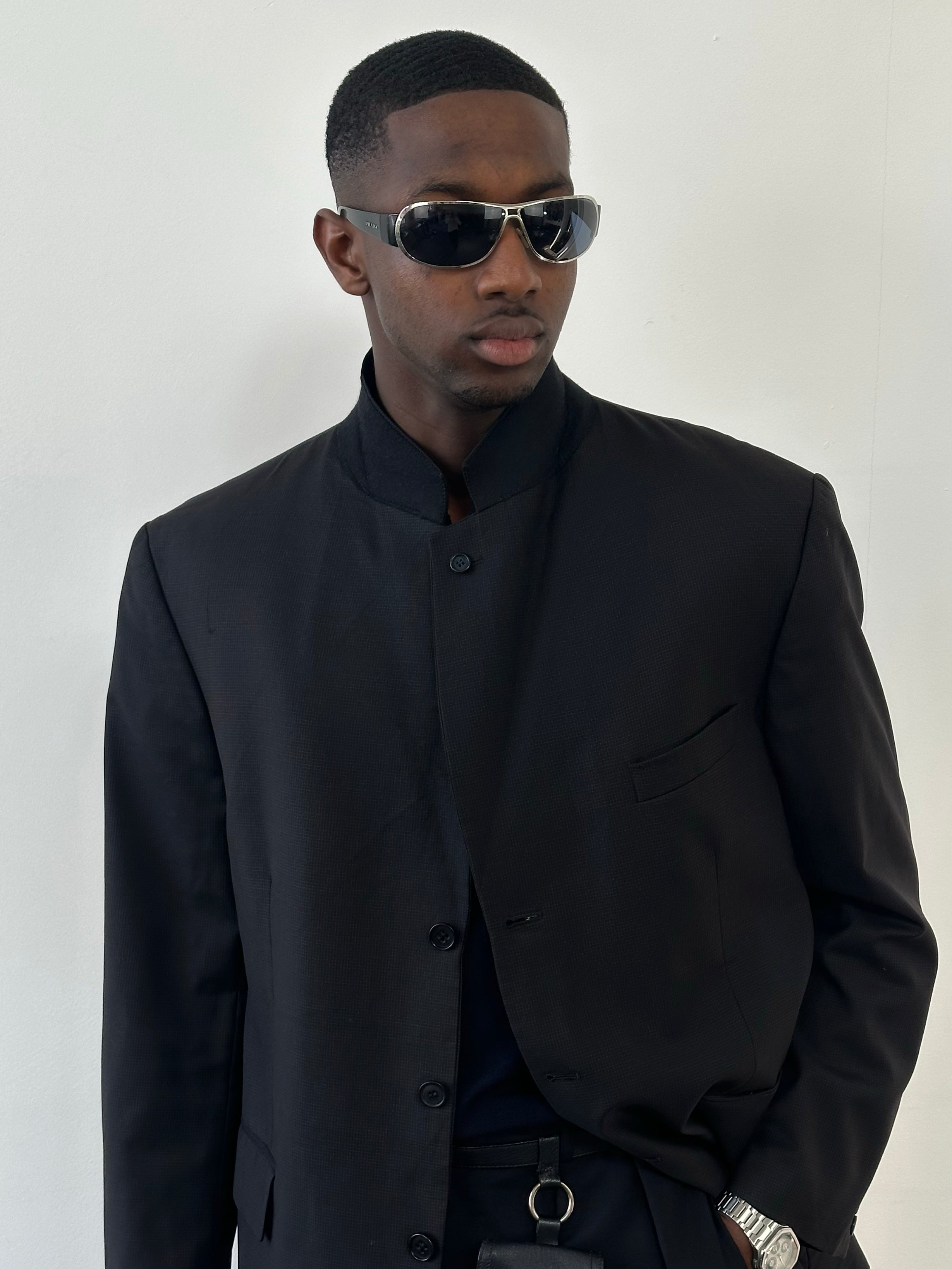 Yves Saint Laurent Pour Homme 1990s Pure Wool High Neck Blazer - 48R/XXL