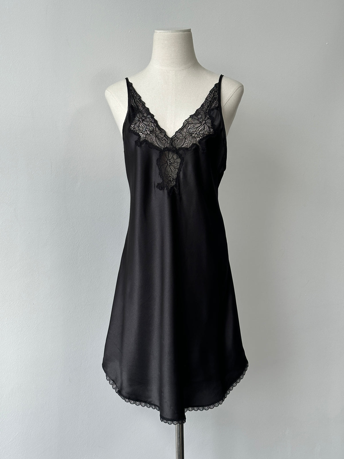Oscar De La Renta Satin Lace Mini Slip Dress - M