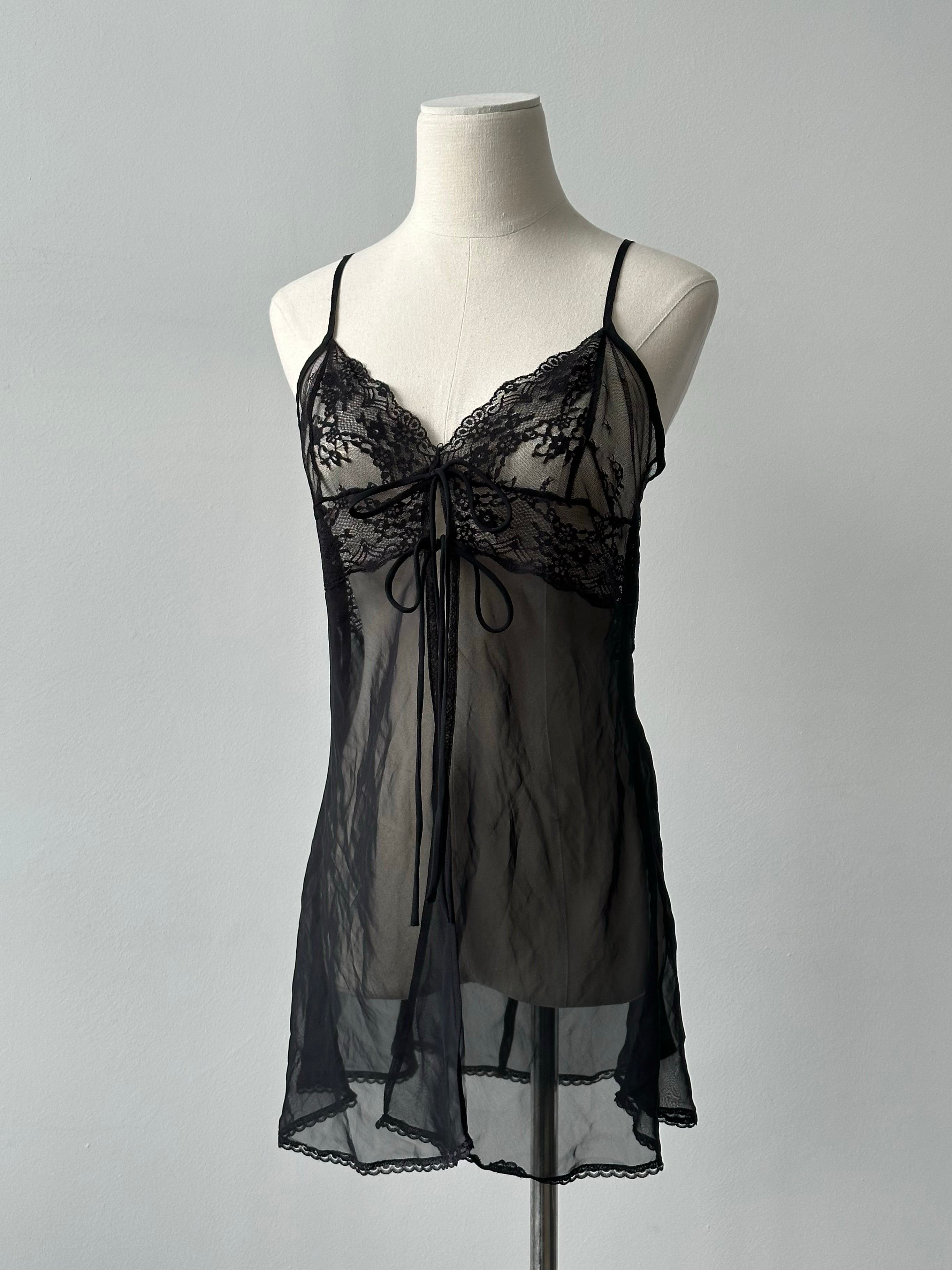 Vintage 1990s Sheer Lace Split Top - S/M