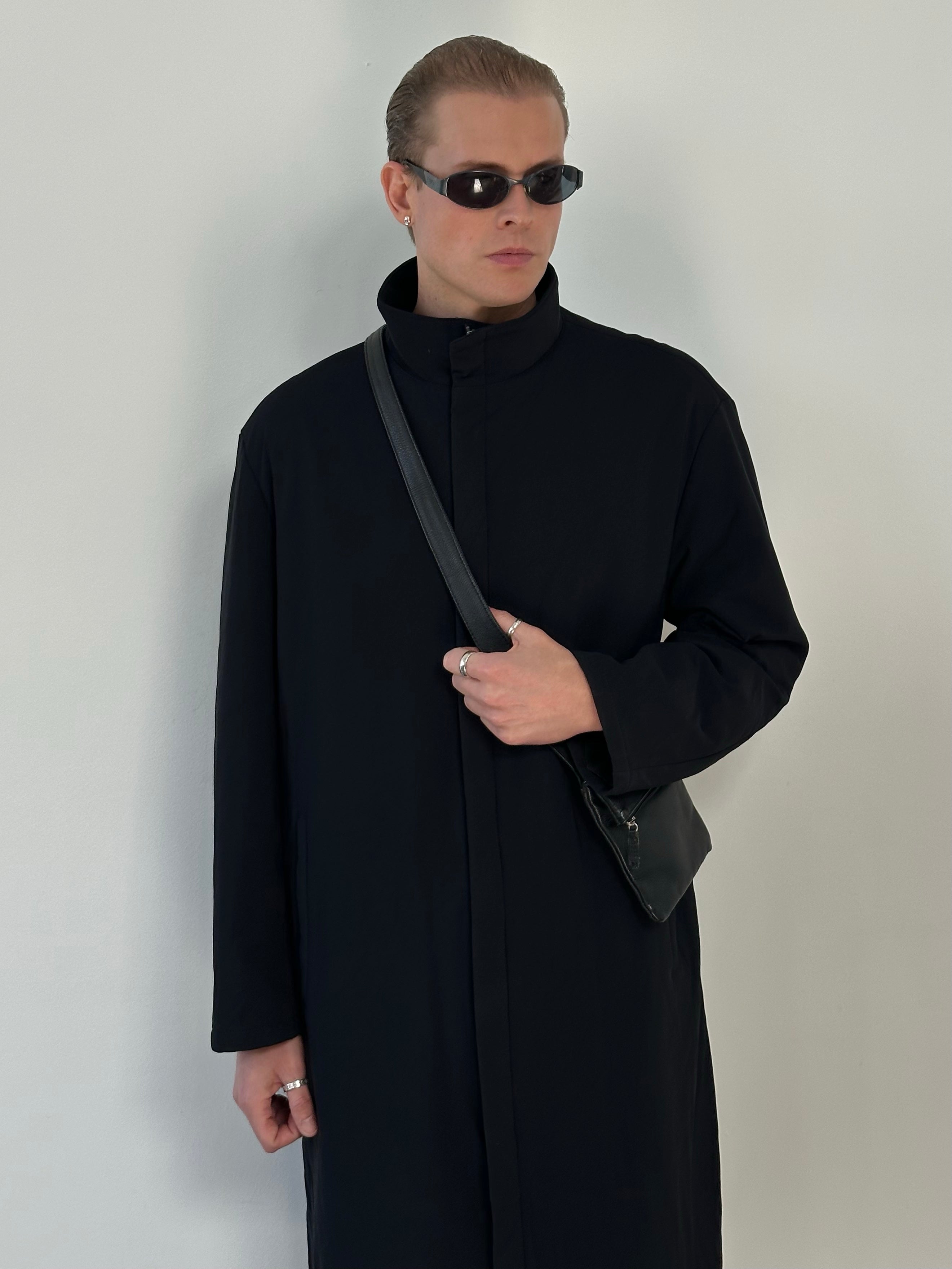 Hugo Boss 2000s Cotton High Neck Double Zip Trench Coat - L