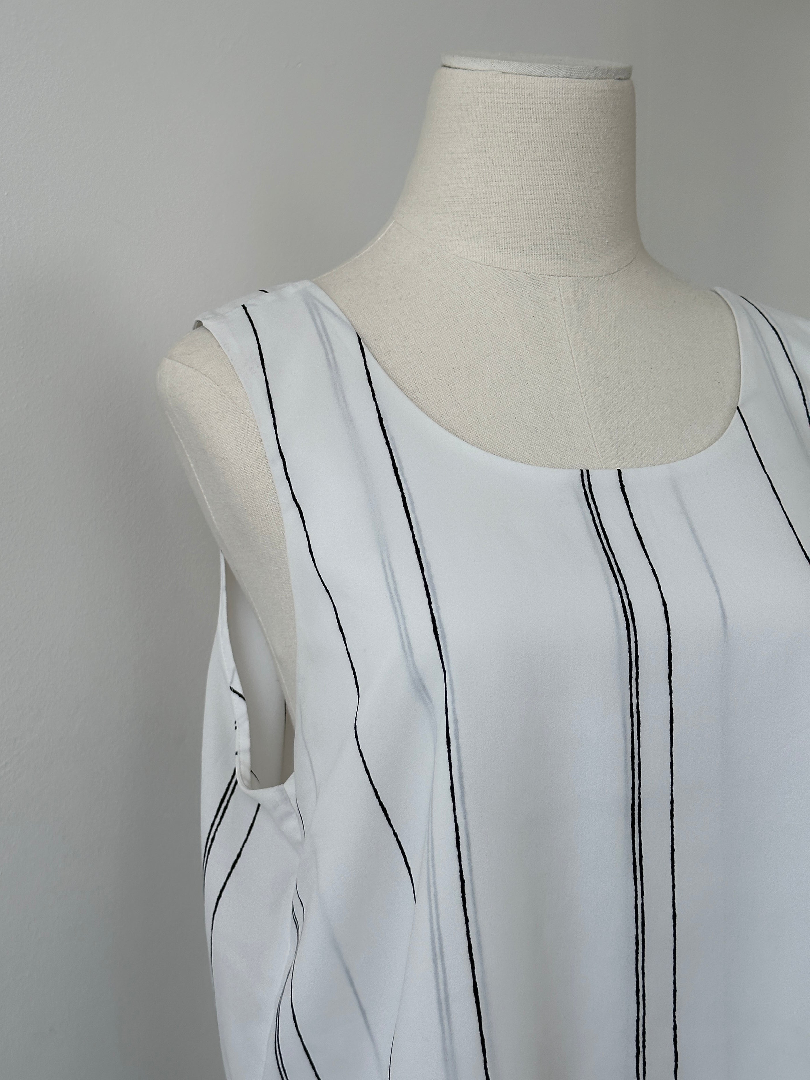 Calvin Klein Striped Layered Sleeveless Top - L