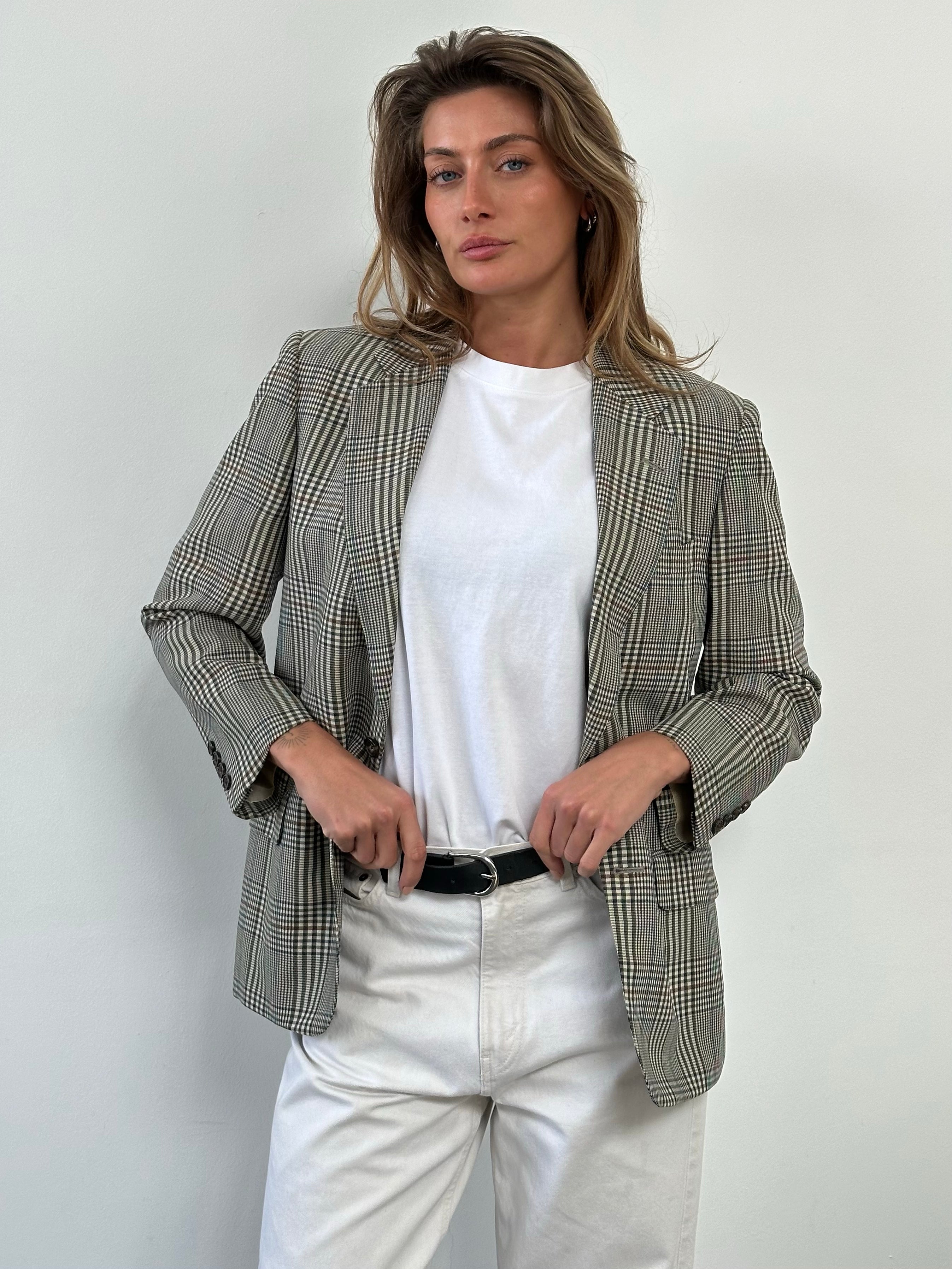 Burberry 1990s Check Single Breasted Blazer - S