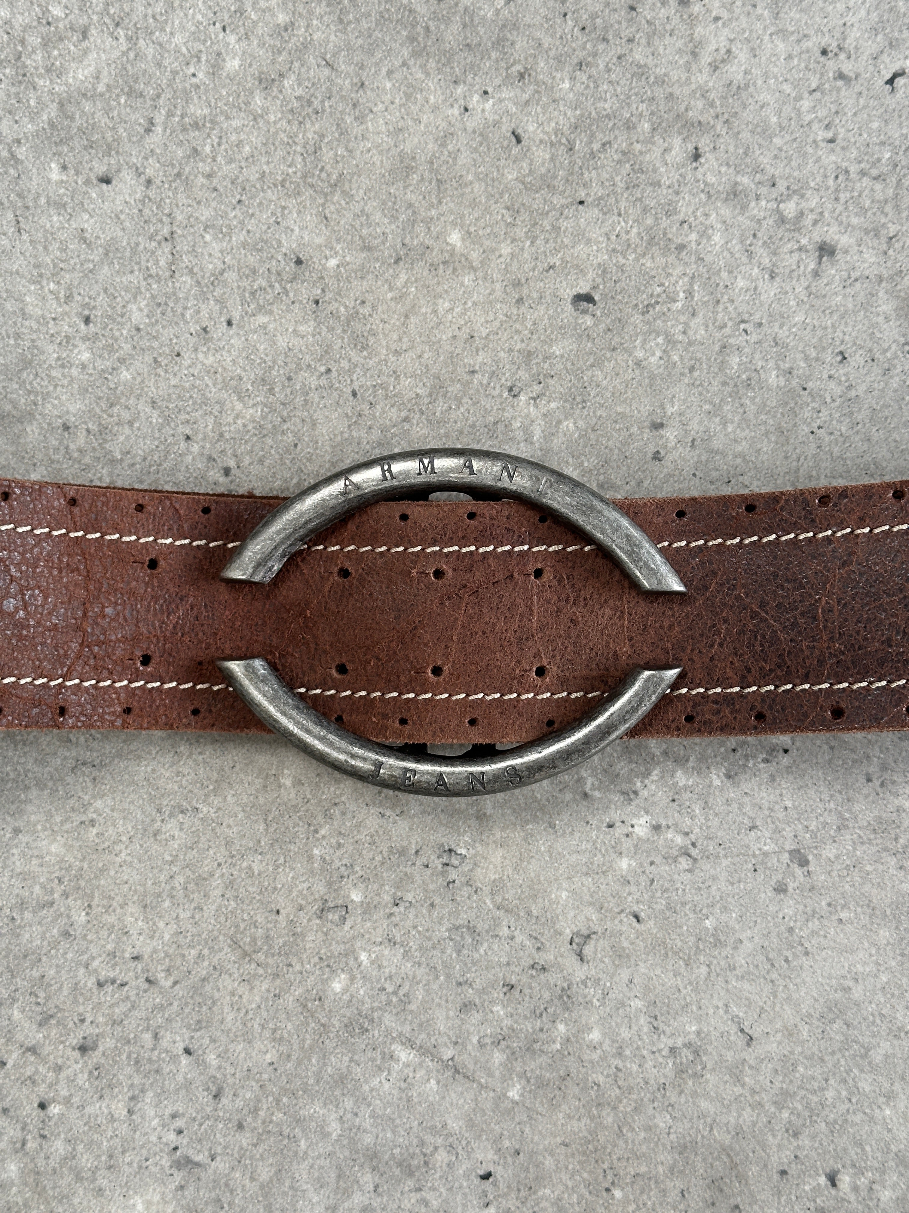 Armani Jeans 2000s Leather Chunky Belt - W33-37