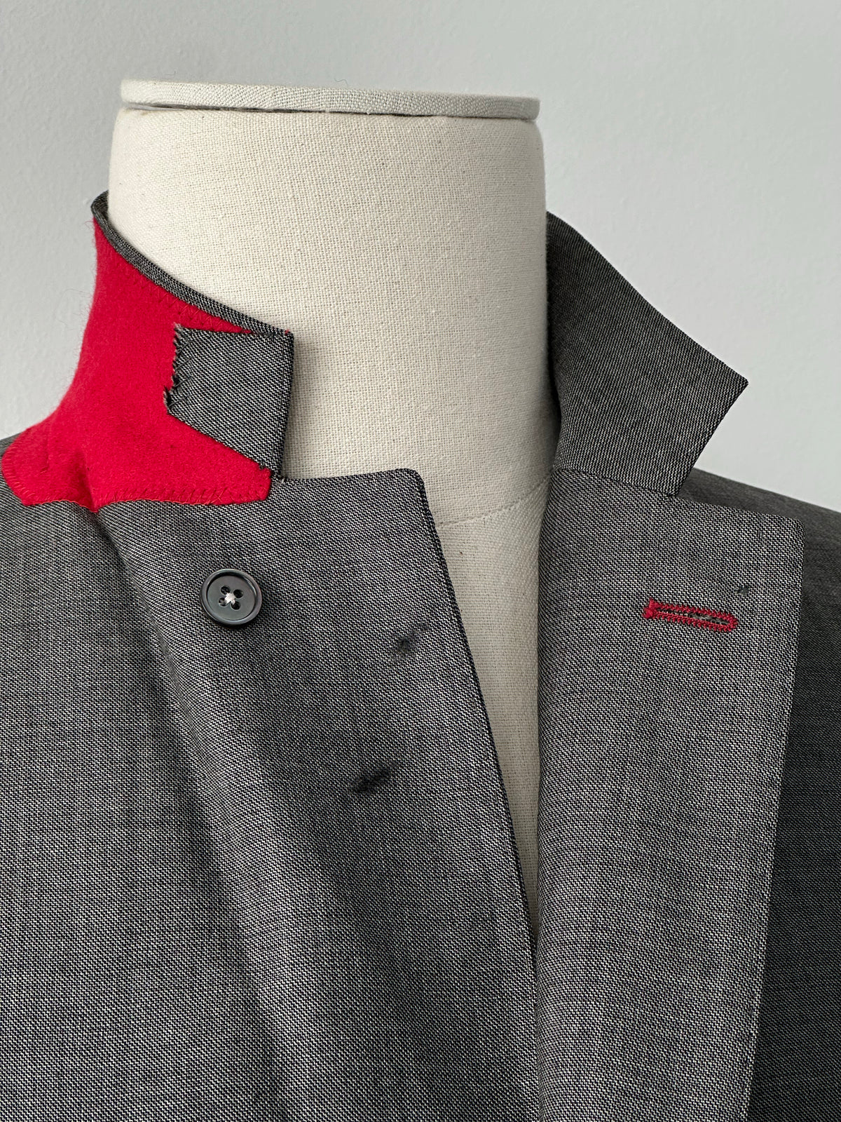 Loro Piana 1990s Pure Wool High Neck Contrast Collar Blazer - 40R