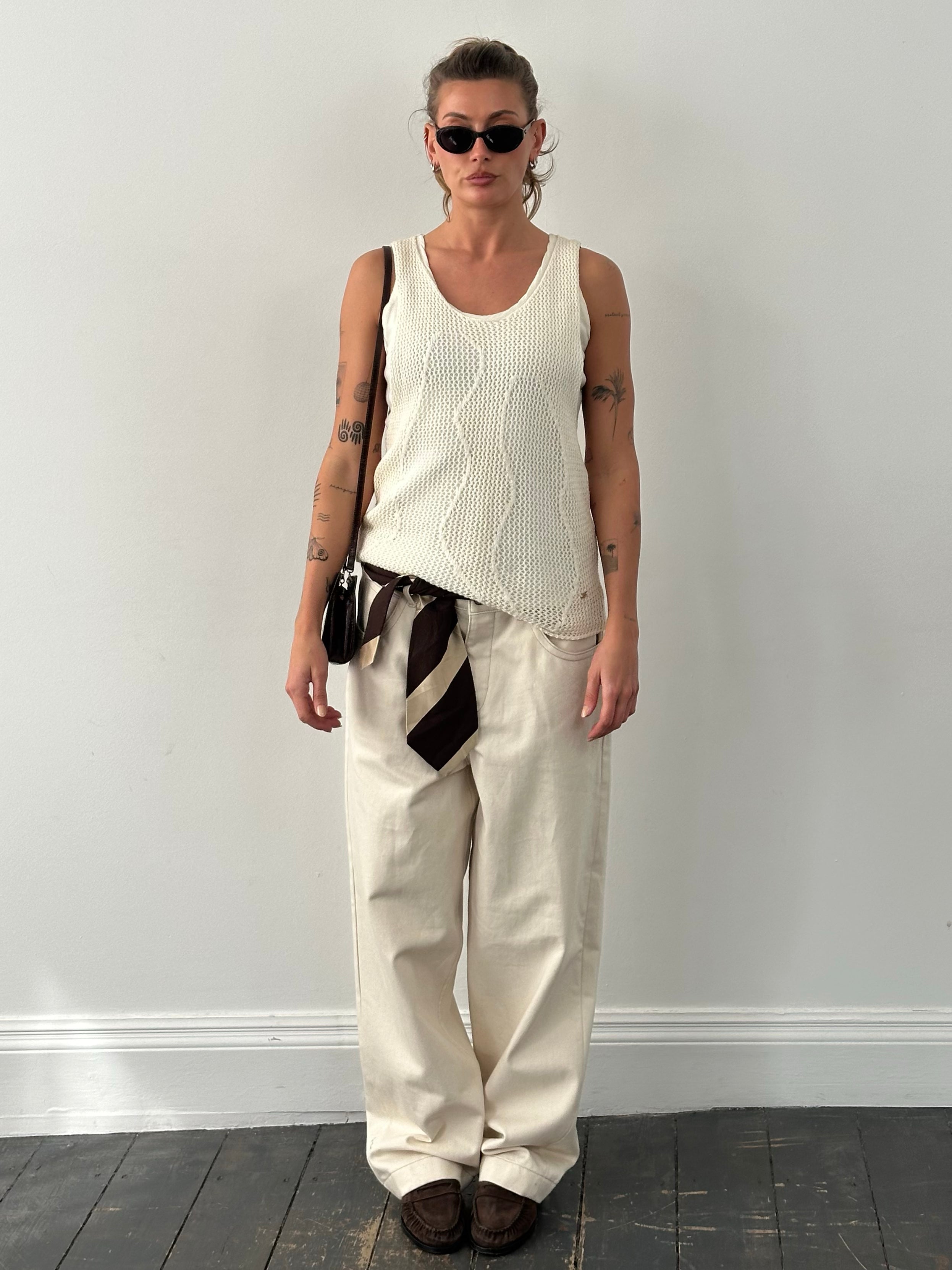 Donna Karan 1990s Cotton Linen Layered Top - M