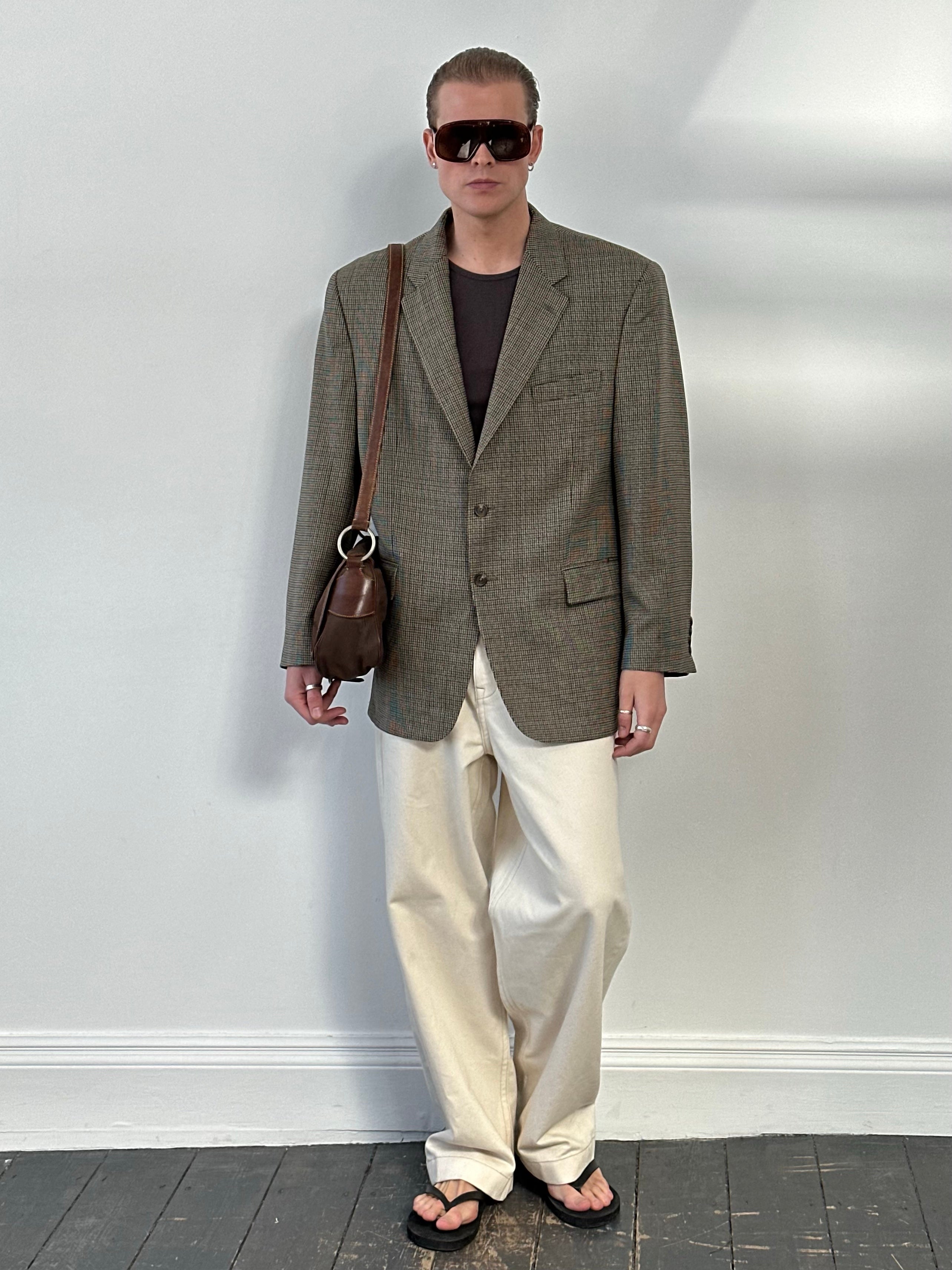 Ralph Lauren 1990s Pure Wool Houndstooth Blazer - 44R