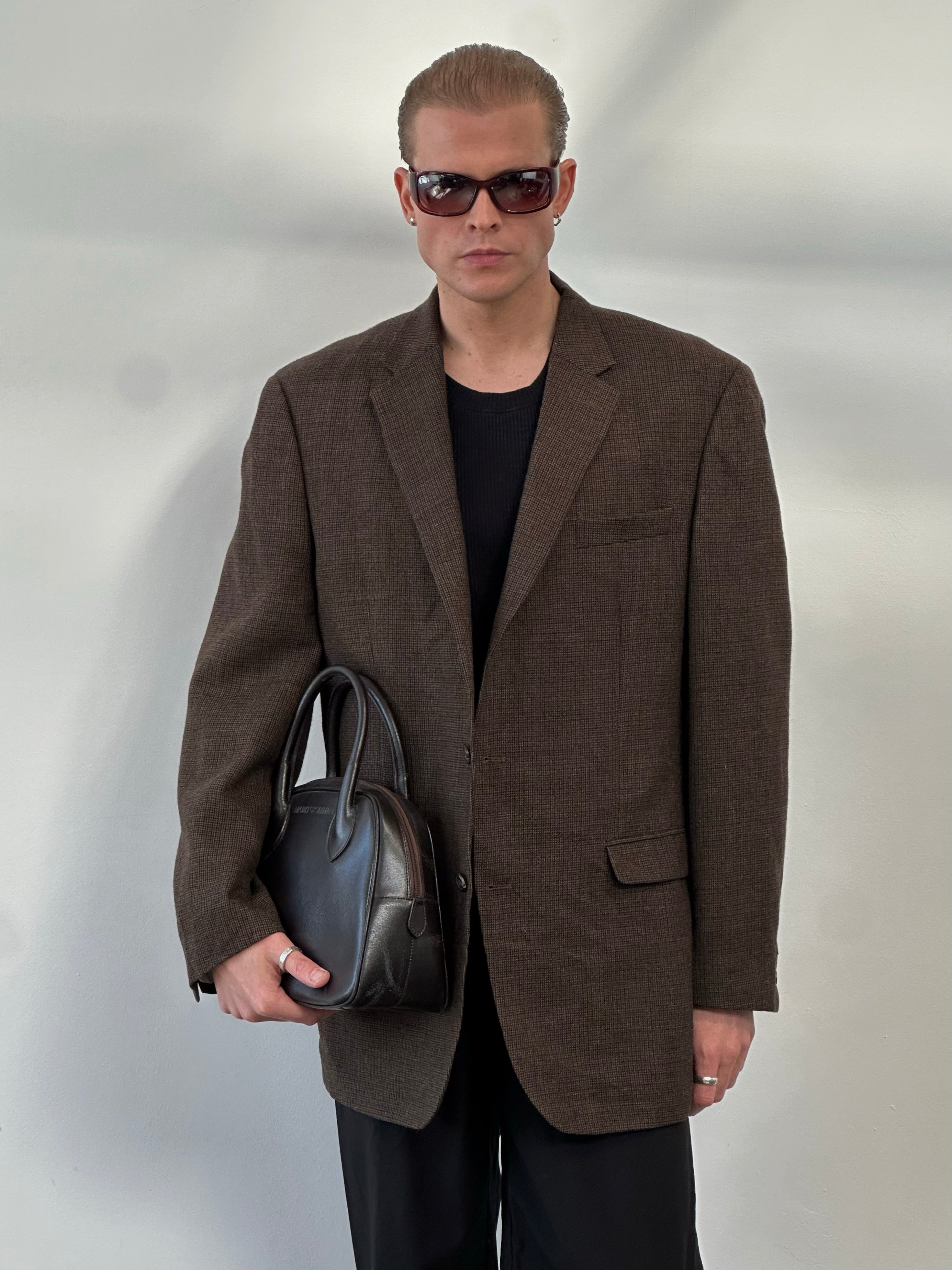 Ralph Lauren 1990s Pure Wool Check Single Breasted Blazer - 44L