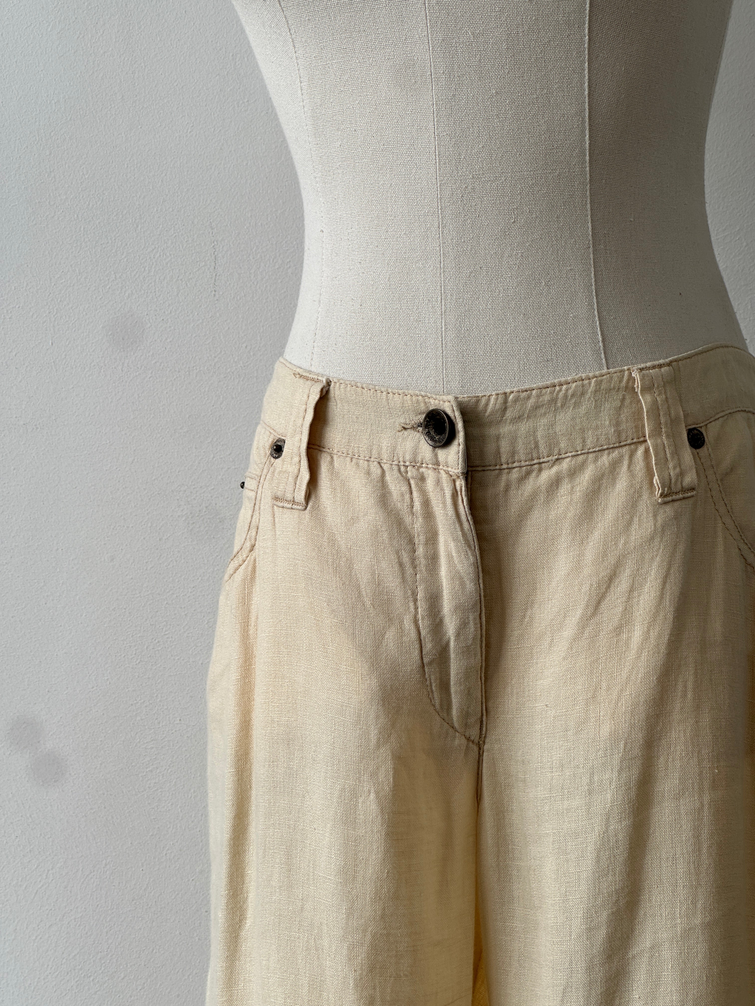 Armani Jeans 1990s Pure Linen Bootcut Leg Trousers - W30 | SYLK