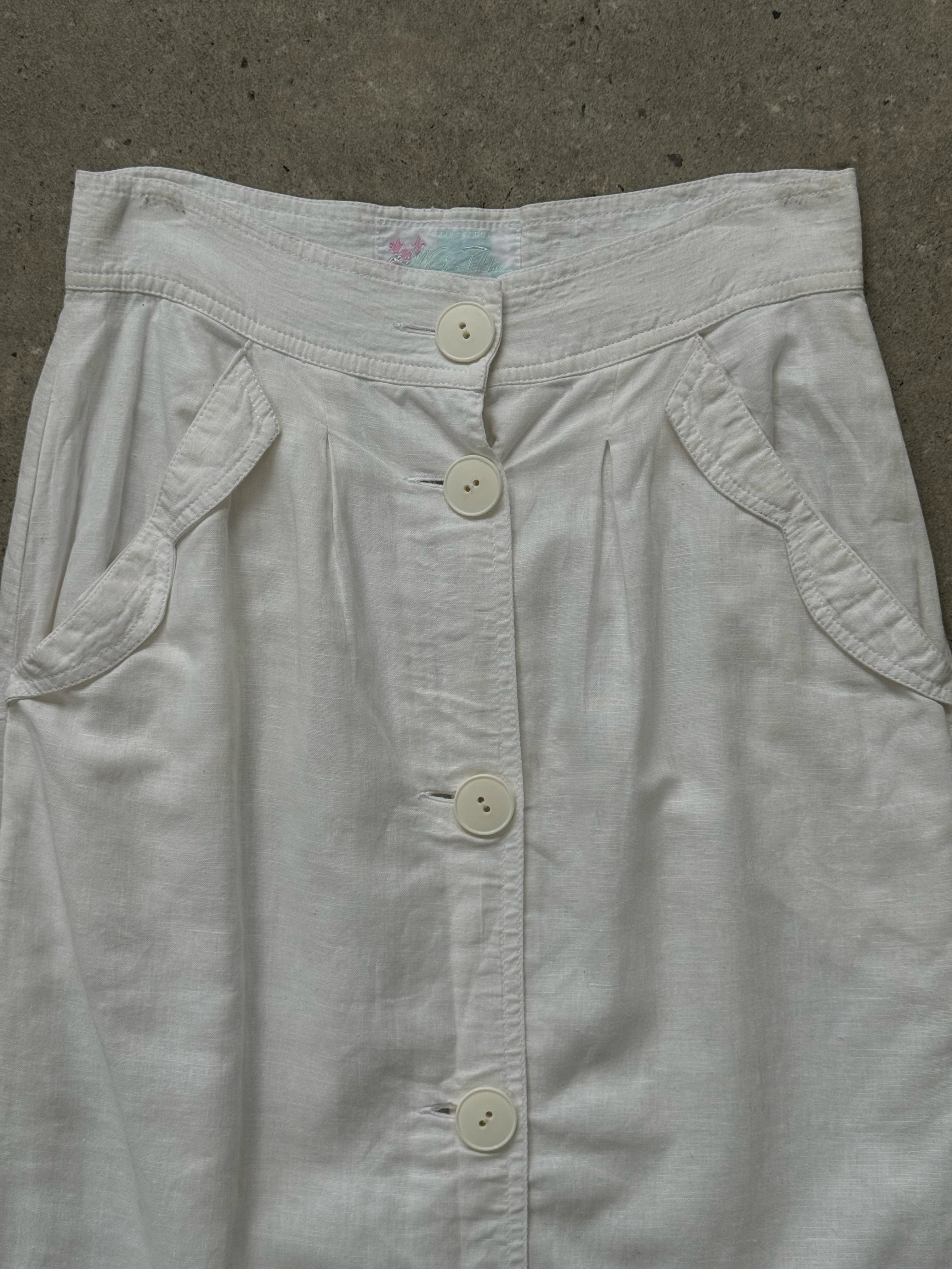 Vintage 1990s Linen Midi Skirt - W25
