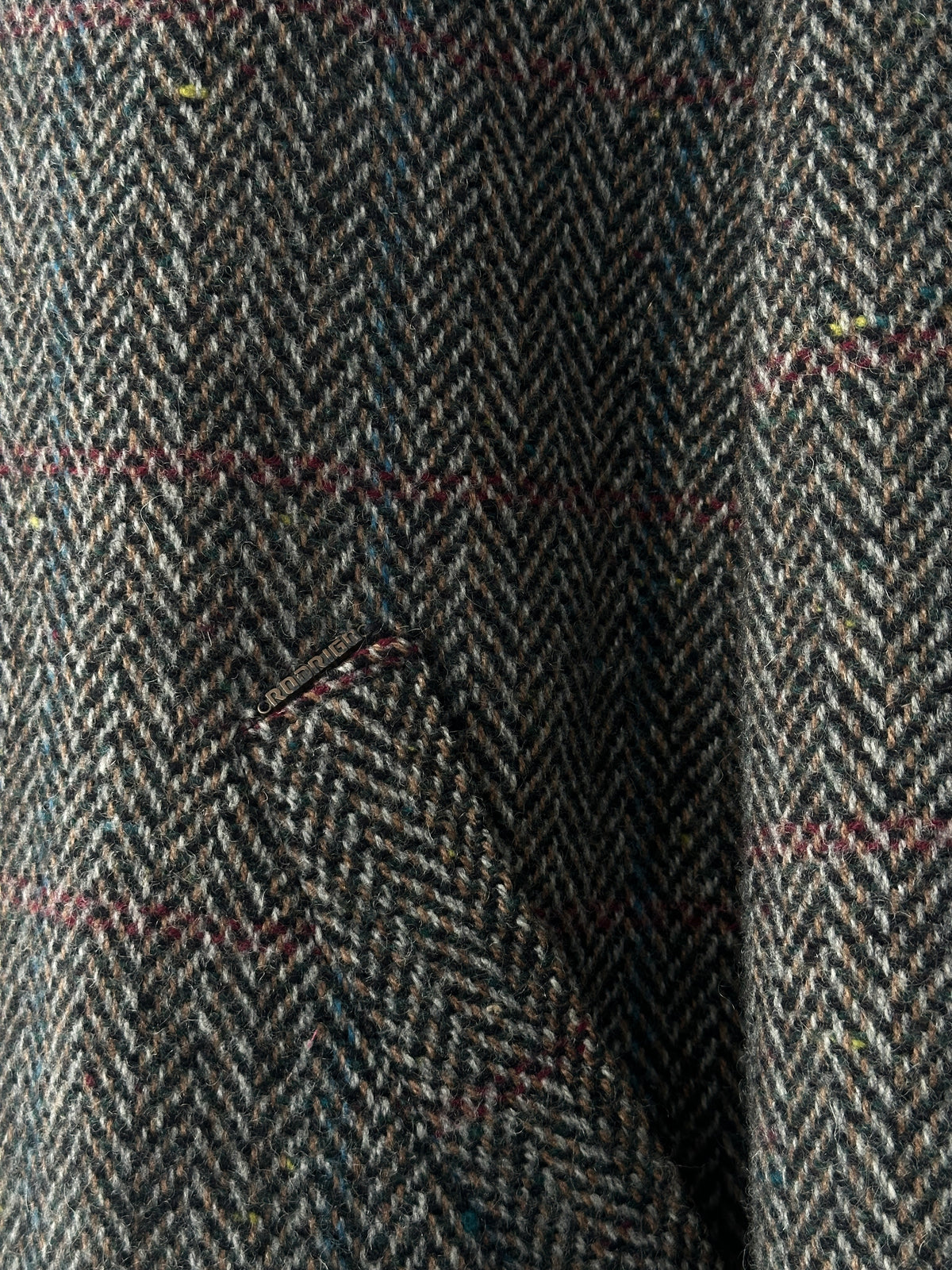 Italian Vintage 1980s Pure Wool Herringbone Coat - L