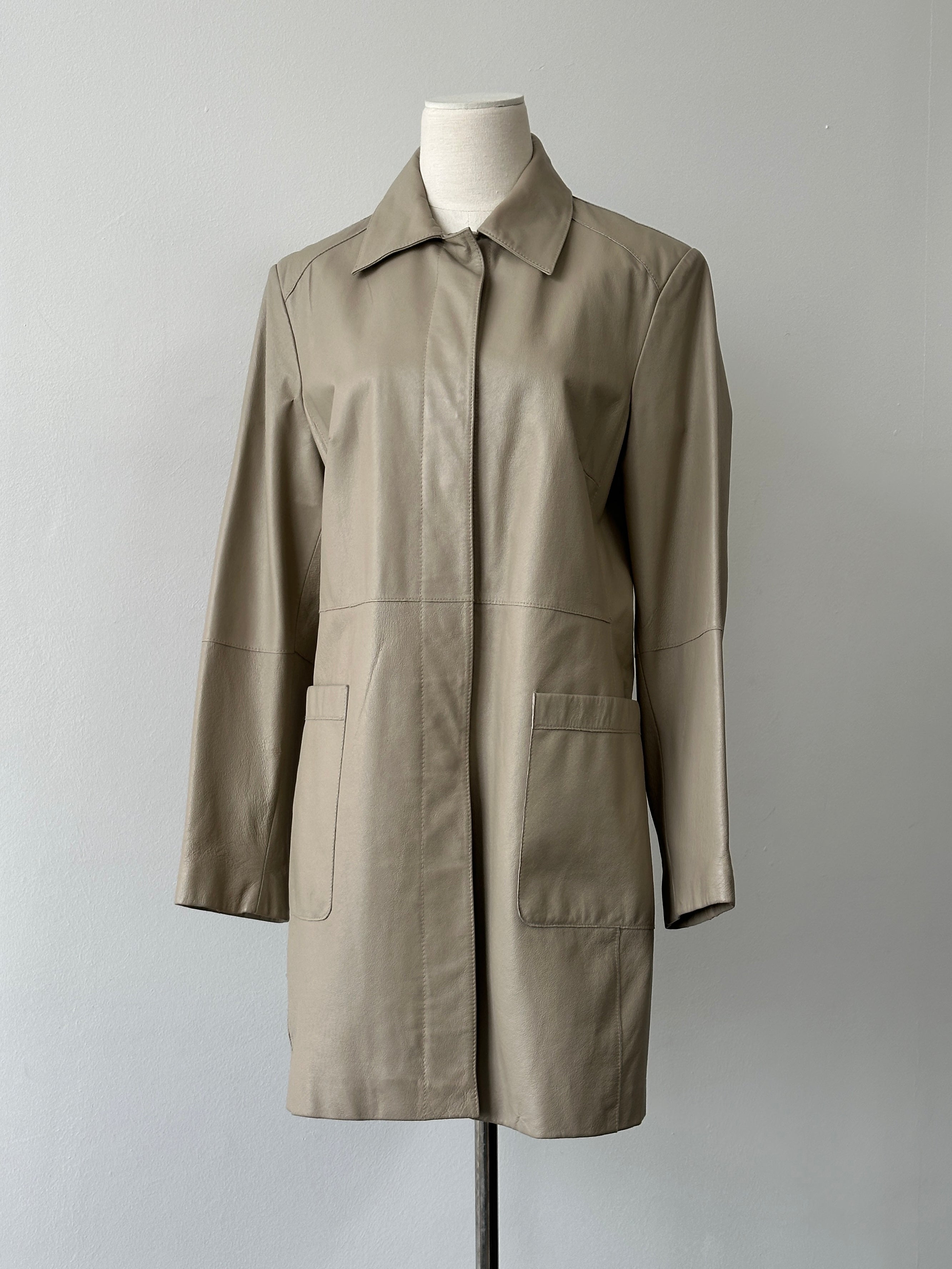 Vintage 1990s Concealed Placket Leather Jacket - M