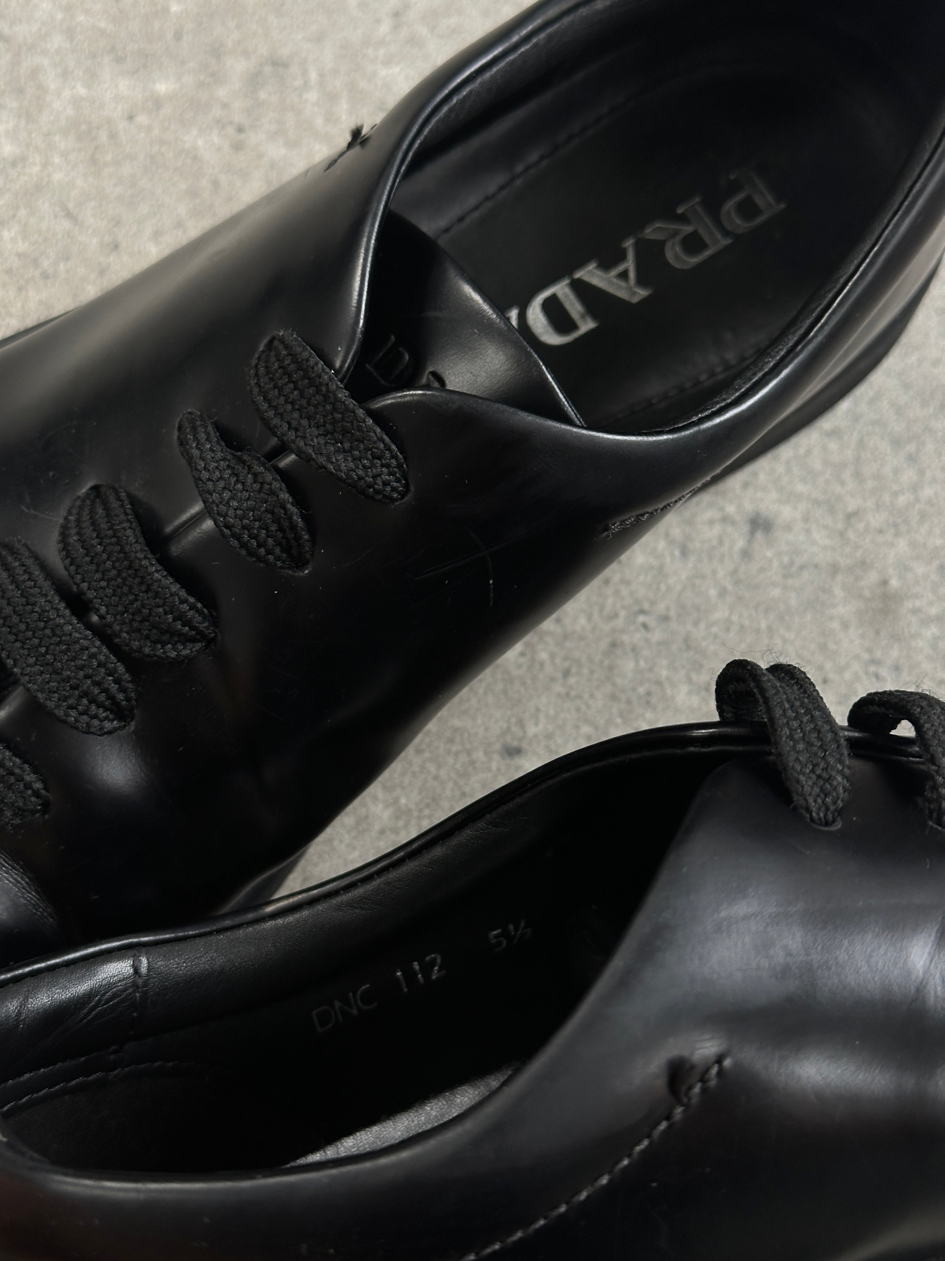 Prada Sport 2000s Leather Minimal Lace Up Trainers - UK 5.5