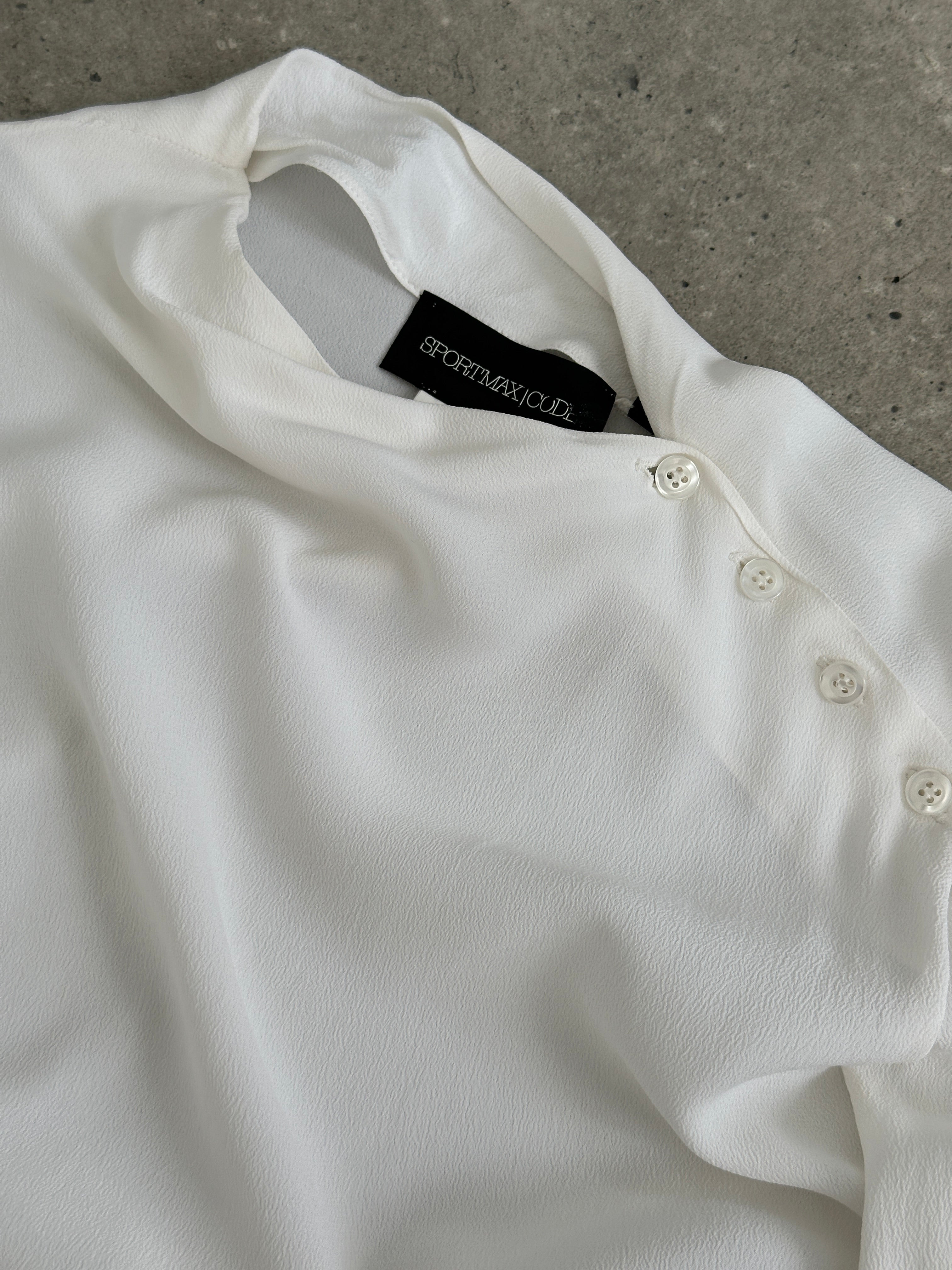Sportmax 2000s Sheer Crepe High Neck Top - M